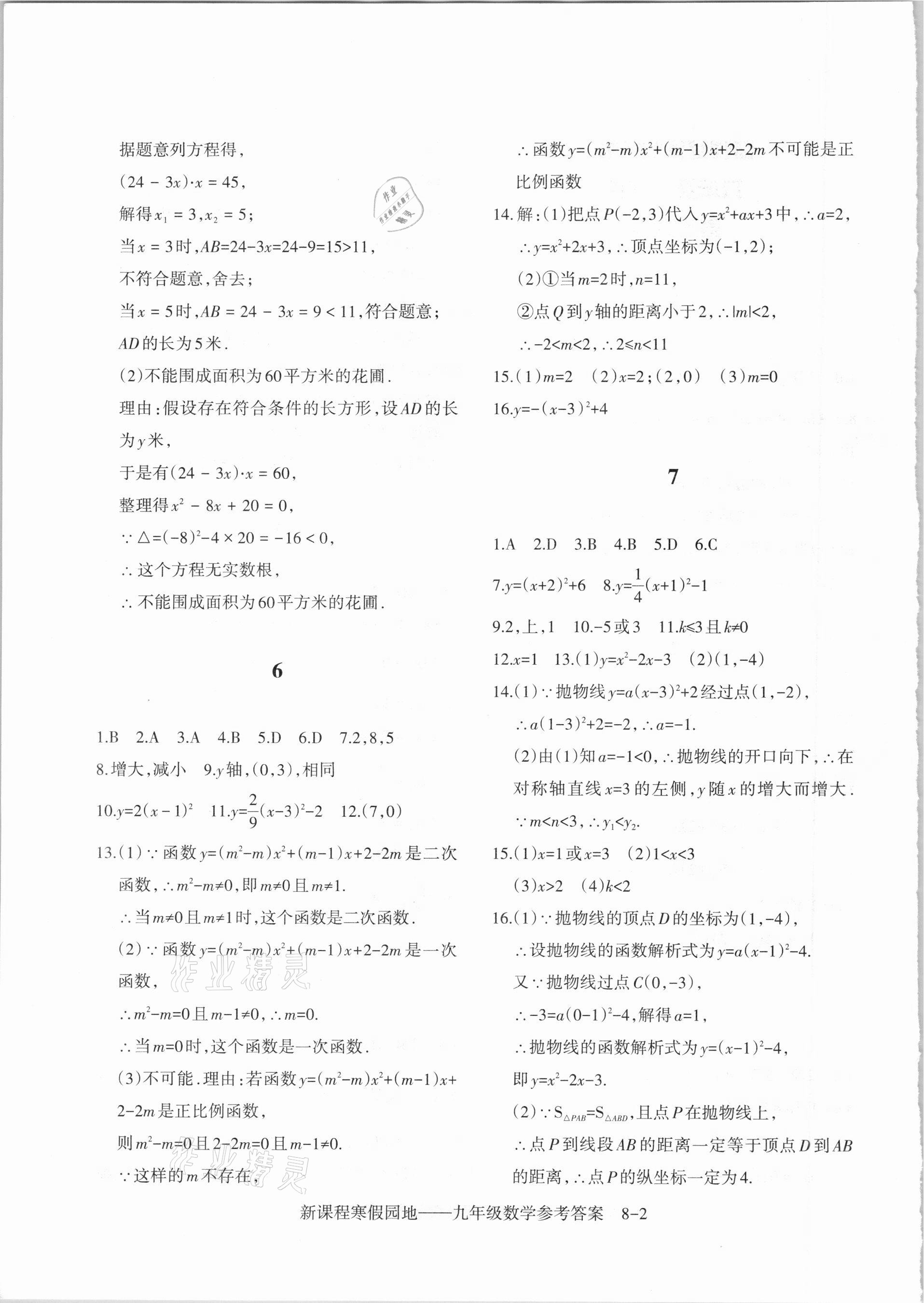 2021年新课程寒假园地九年级数学人教版 第2页