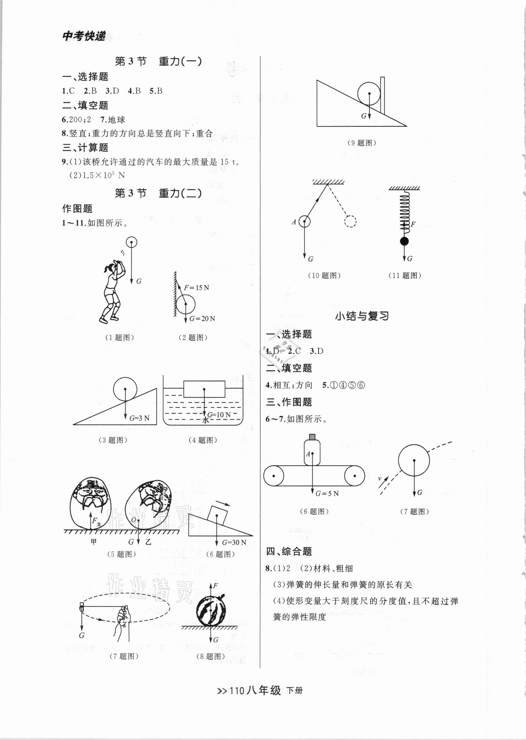 2021年中考快递同步检测八年级物理下册人教版大连专版 参考答案第2页