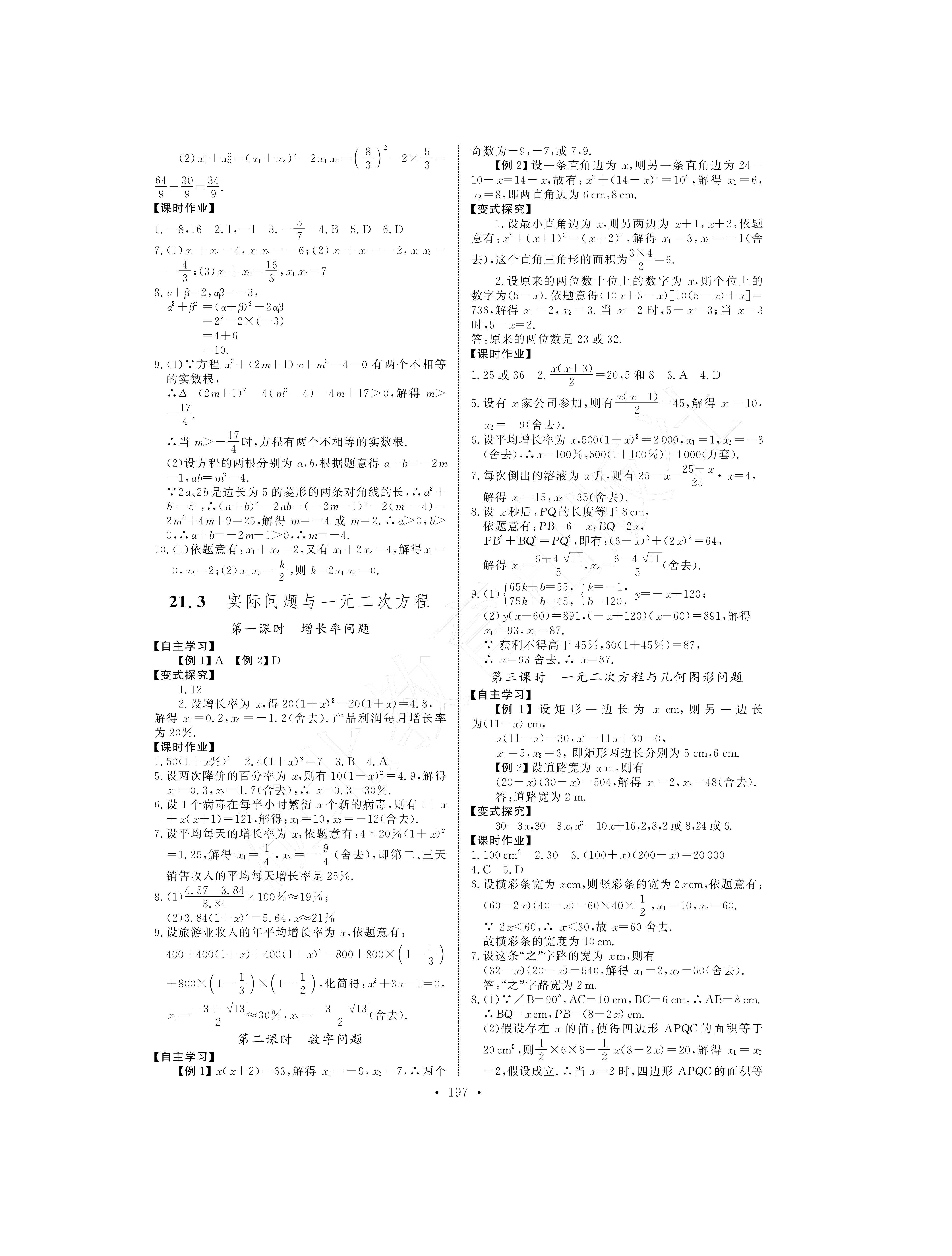 2021年长江全能学案同步练习册九年级数学下册人教版 参考答案第3页