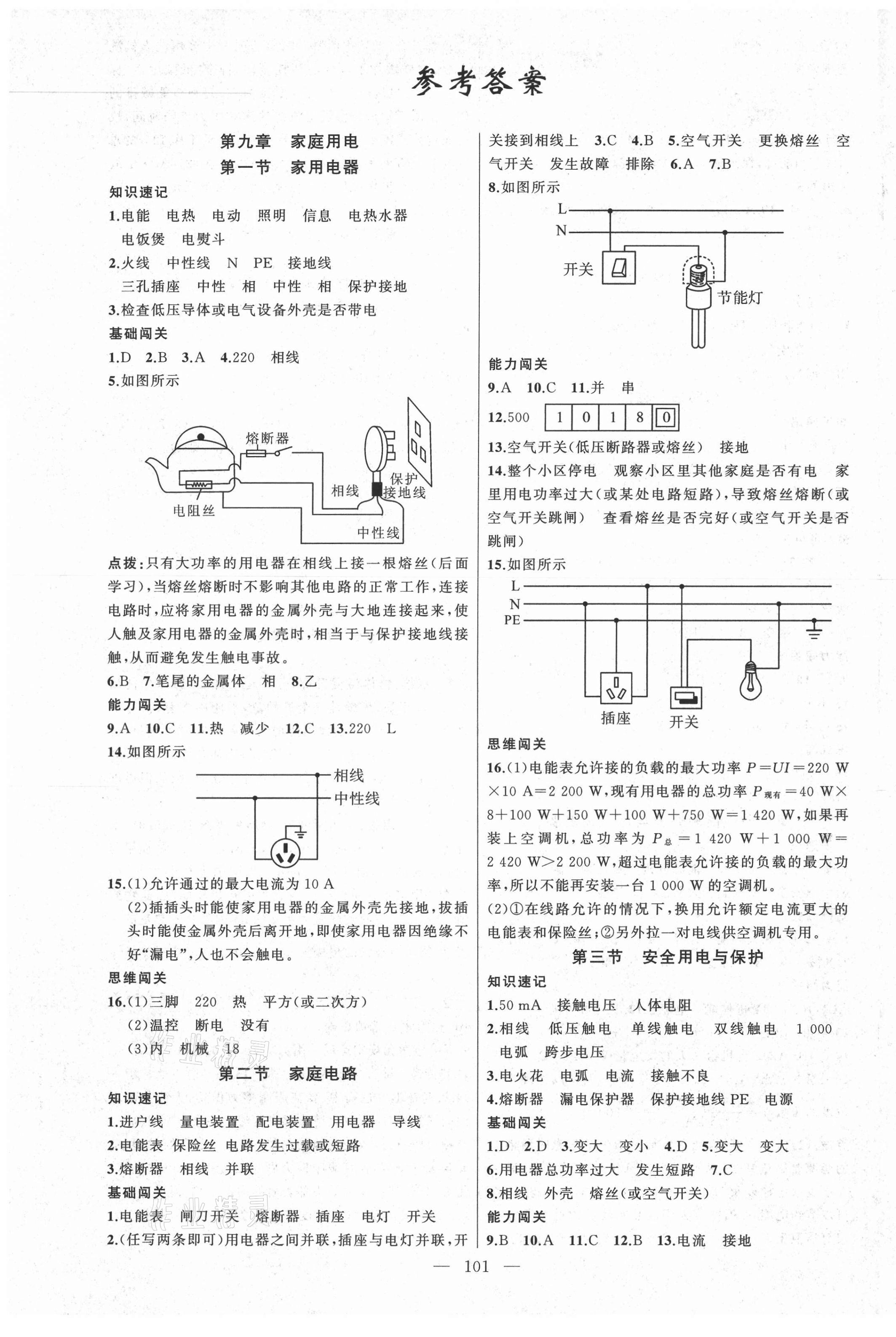 2021年黄冈100分闯关九年级物理下册教科版 第1页