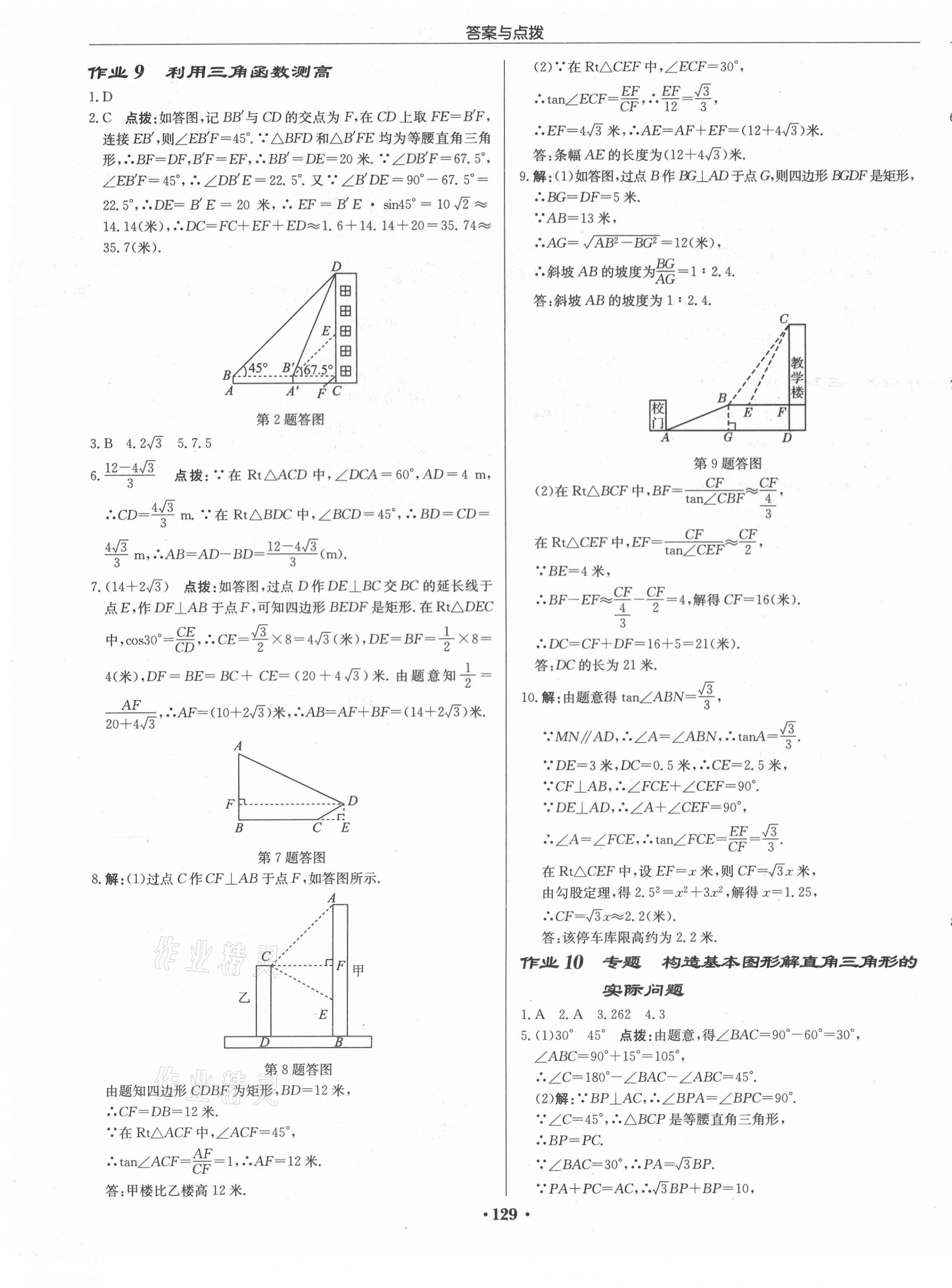 2021年啟東中學(xué)作業(yè)本九年級數(shù)學(xué)下冊北師大版 第7頁