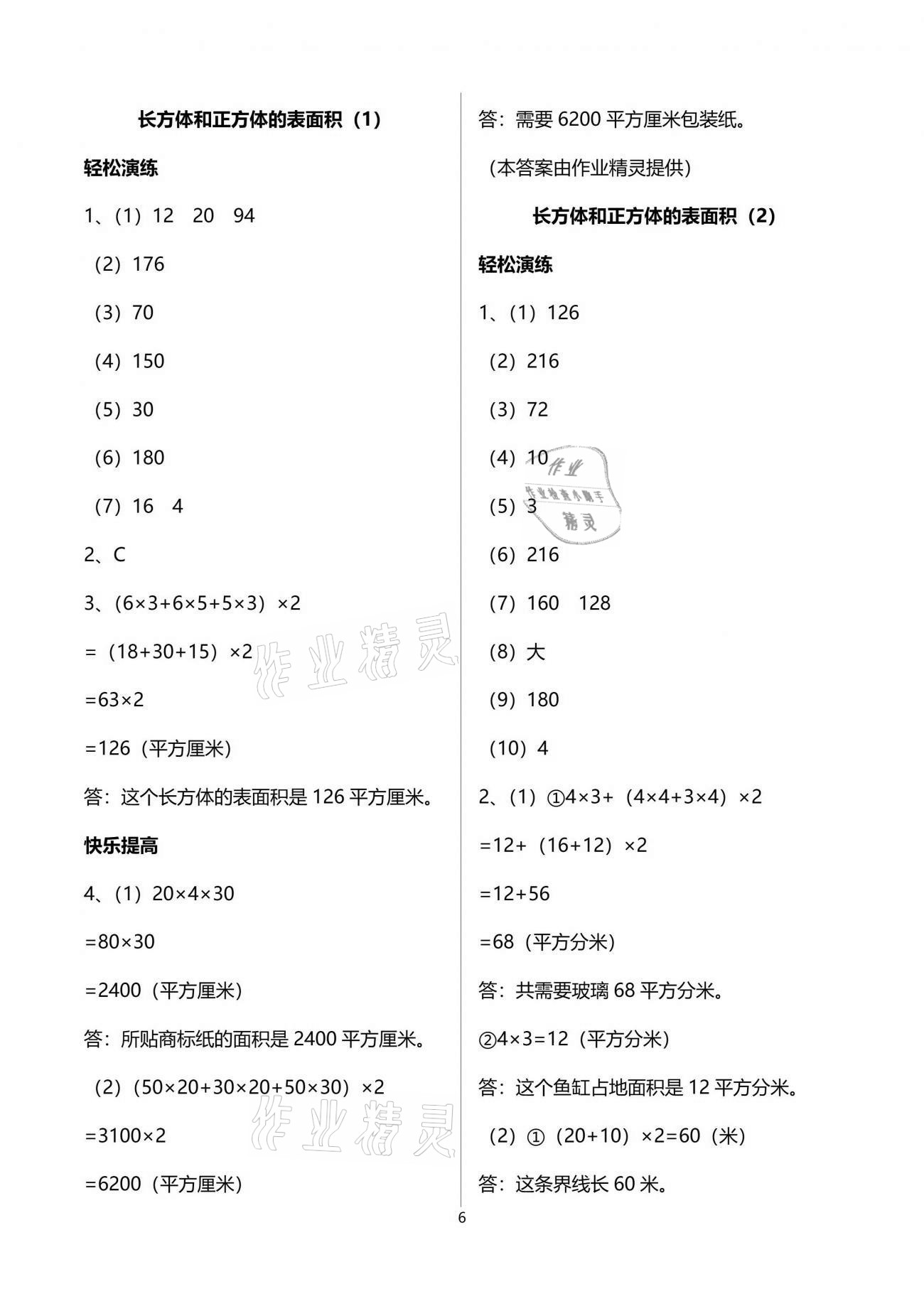 2021年小學(xué)生學(xué)習(xí)指導(dǎo)叢書五年級數(shù)學(xué)下冊人教版 參考答案第6頁