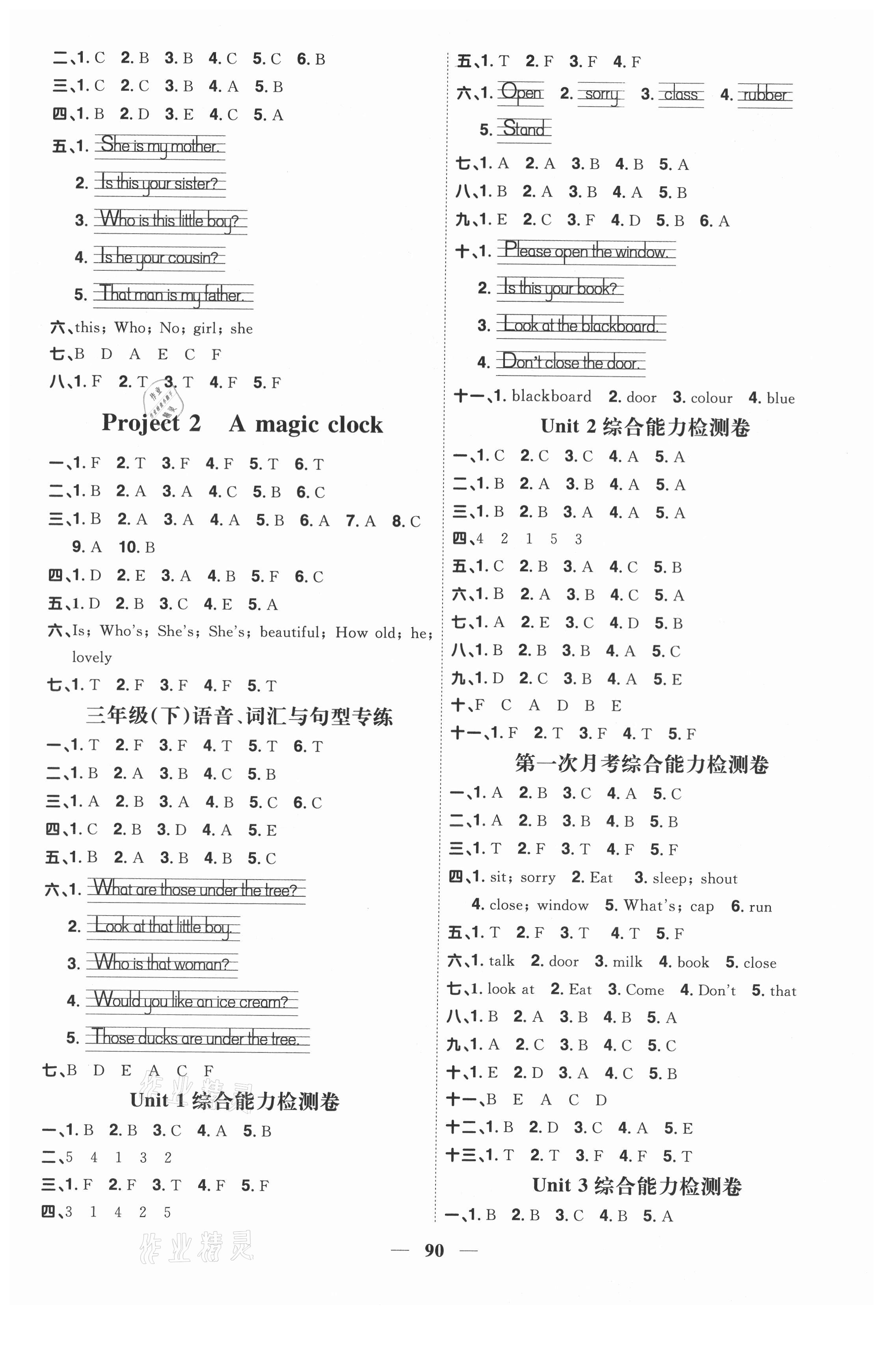 2021年陽光同學(xué)課時優(yōu)化作業(yè)三年級英語下冊譯林版徐州專版 參考答案第4頁