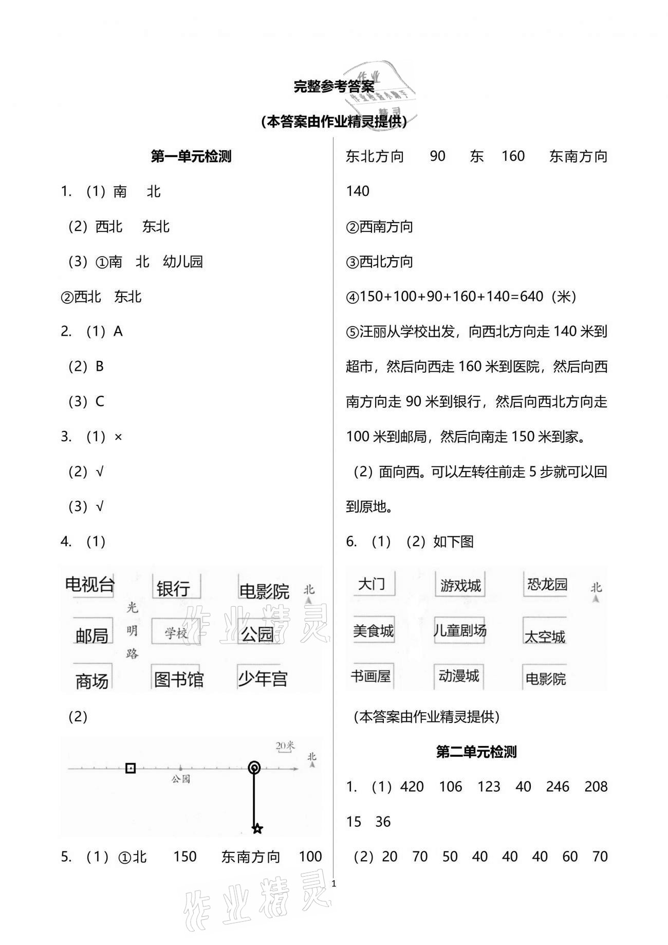 2021年新編基礎(chǔ)訓(xùn)練三年級(jí)數(shù)學(xué)下冊(cè)人教版 參考答案第1頁