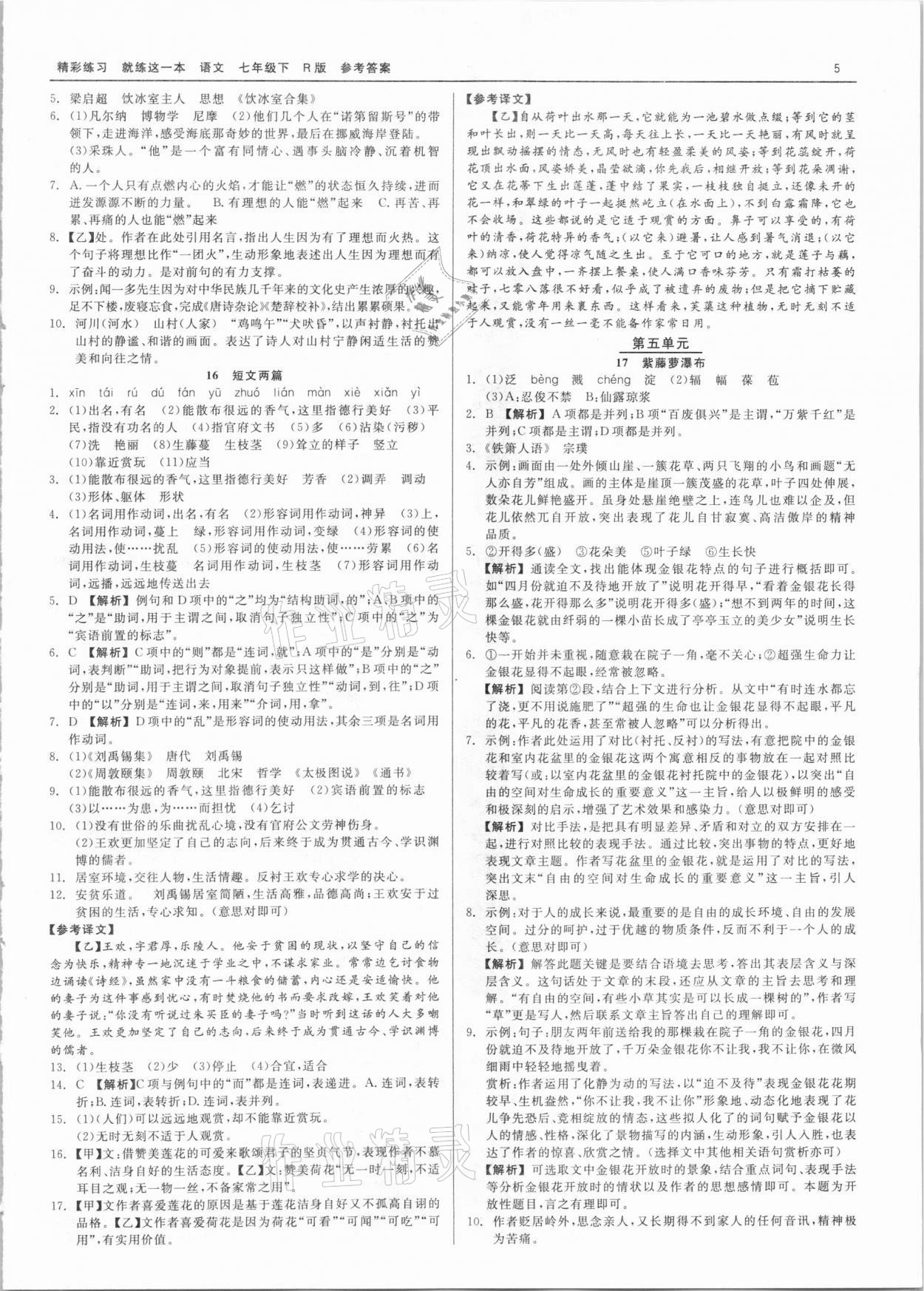 2021年精彩練習(xí)就練這一本七年級(jí)語(yǔ)文下冊(cè)人教版 第5頁(yè)