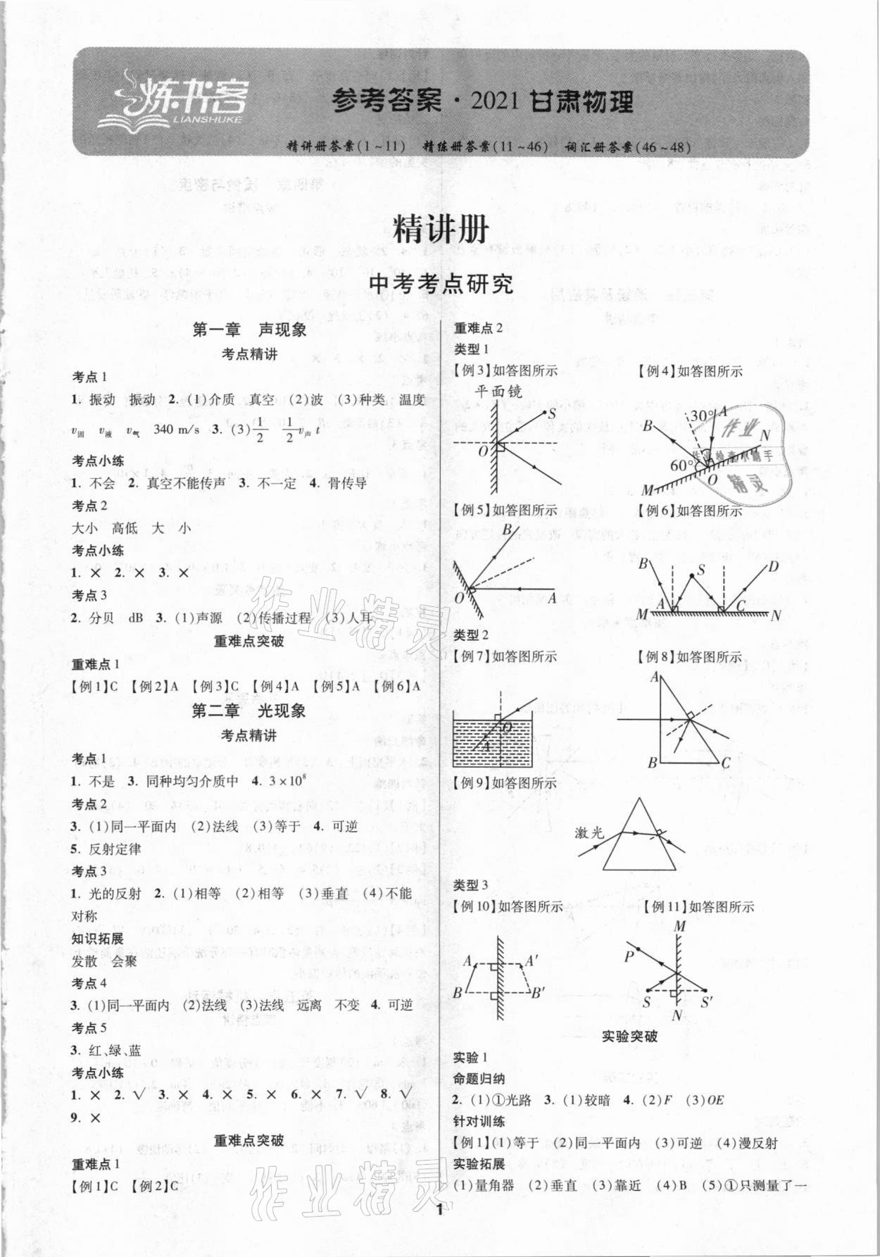 2021年練客中考提優(yōu)方案物理甘肅專版 第1頁(yè)