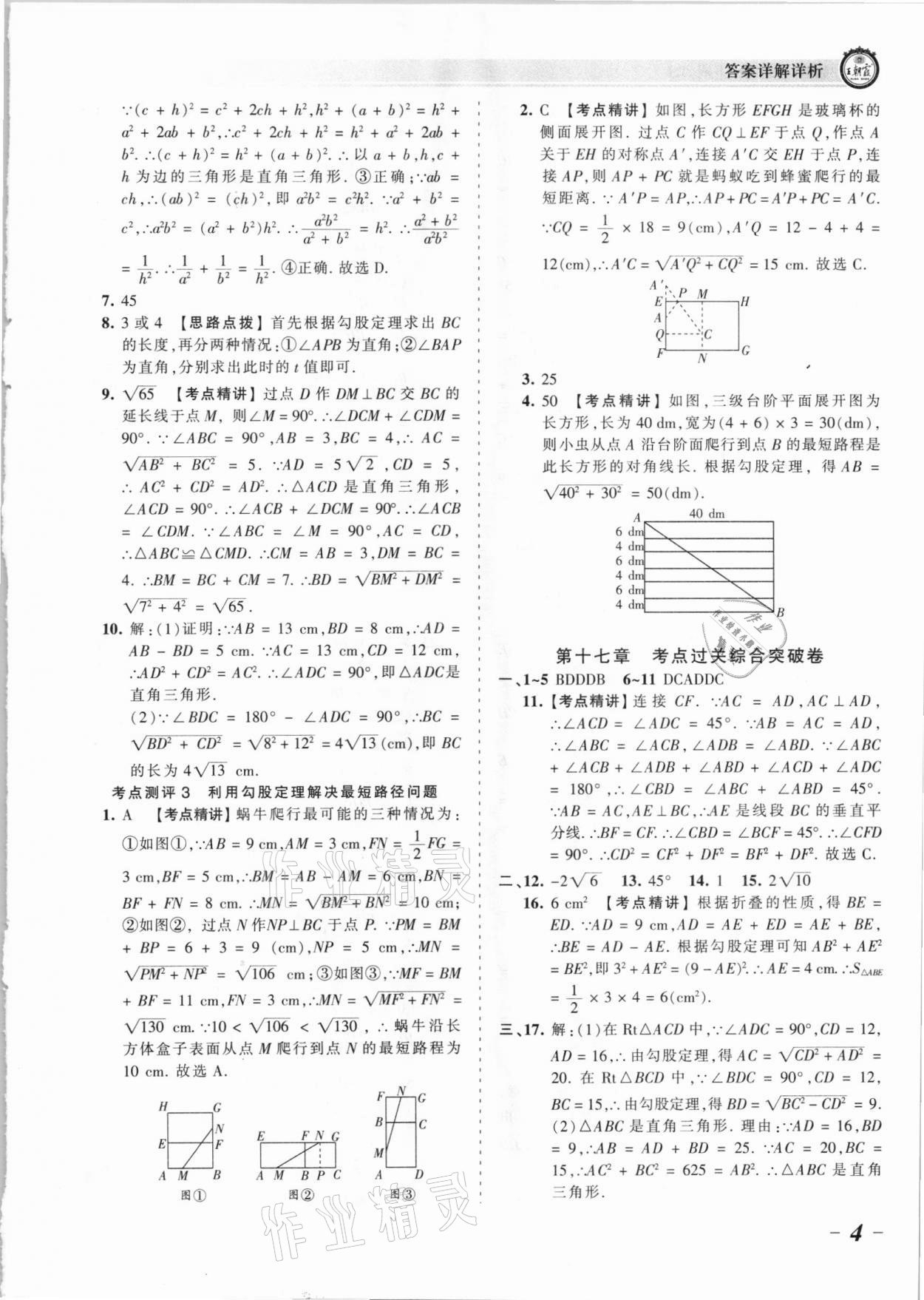 2021年王朝霞考点梳理时习卷八年级数学下册人教版 参考答案第4页