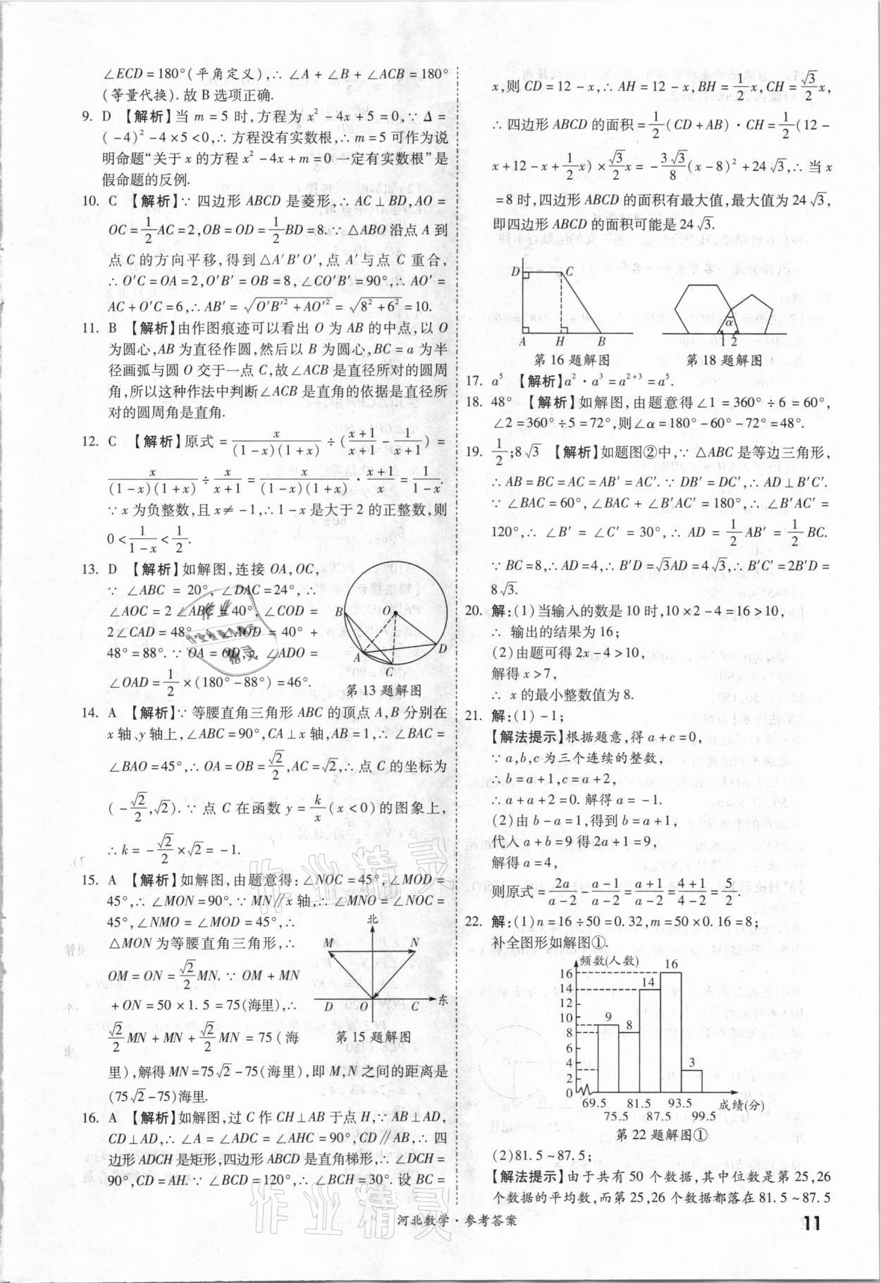 2021年一戰(zhàn)成名優(yōu)質(zhì)模擬卷精選數(shù)學(xué)河北專版 參考答案第10頁