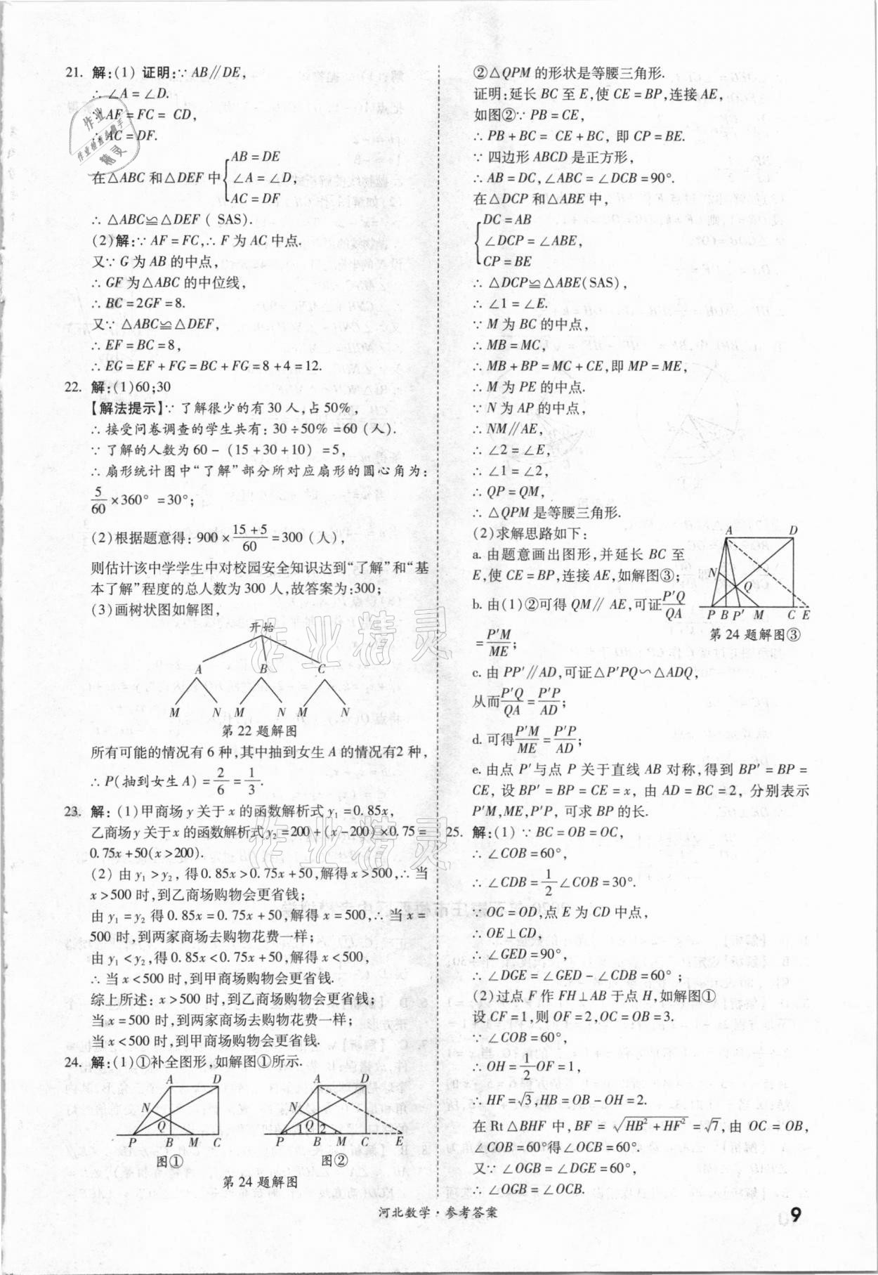 2021年一戰(zhàn)成名優(yōu)質(zhì)模擬卷精選數(shù)學(xué)河北專(zhuān)版 參考答案第8頁(yè)