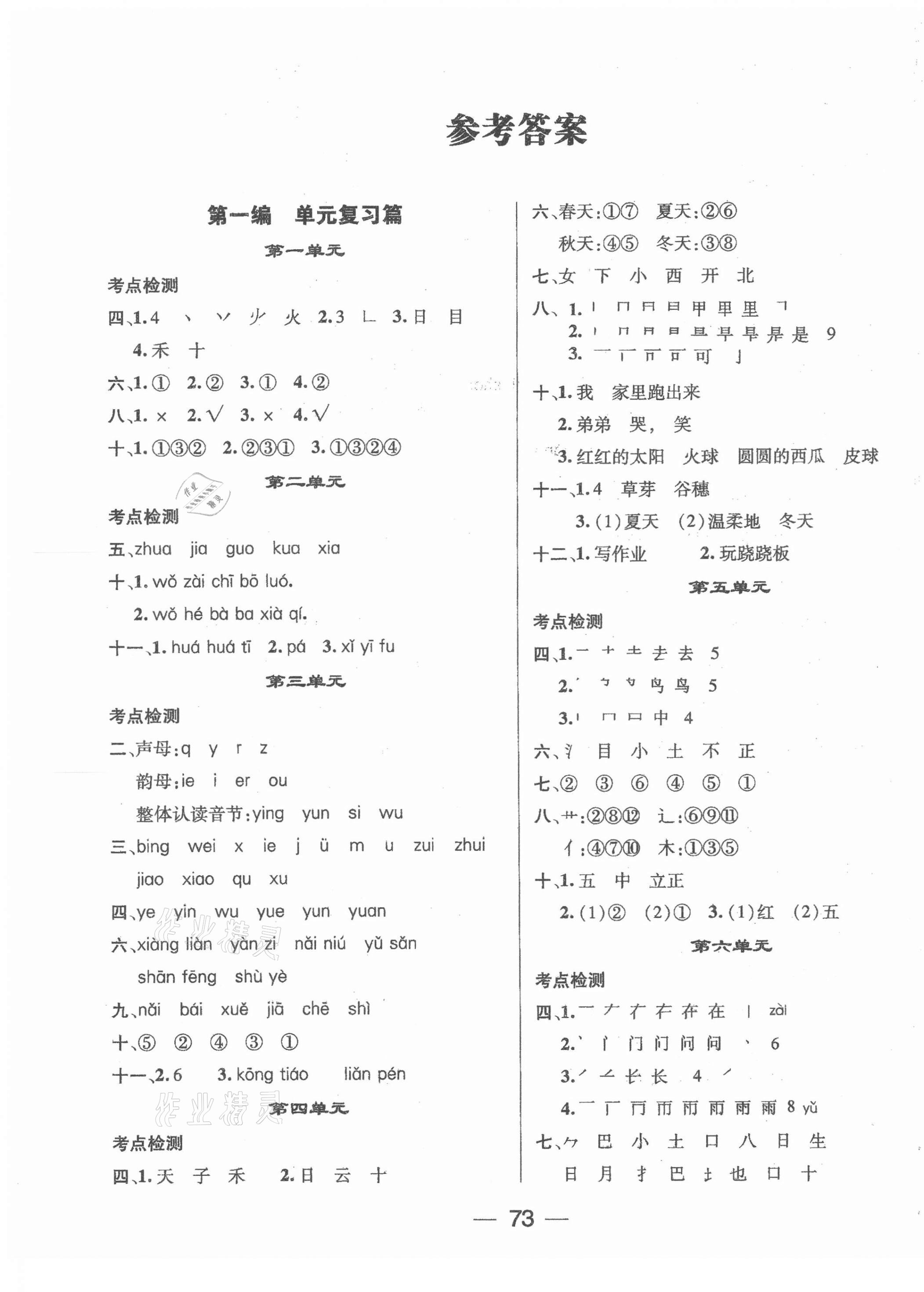 2021年鴻鵠志文化期末沖刺王寒假作業(yè)一年級語文人教版 第1頁