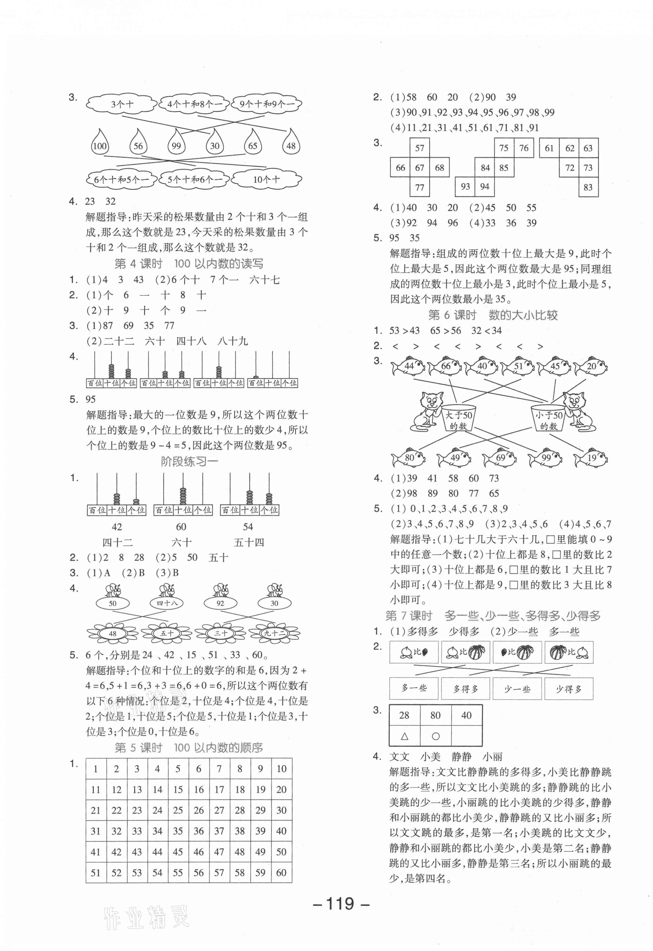 2021年全品學練考一年級數(shù)學下冊冀教版 參考答案第3頁