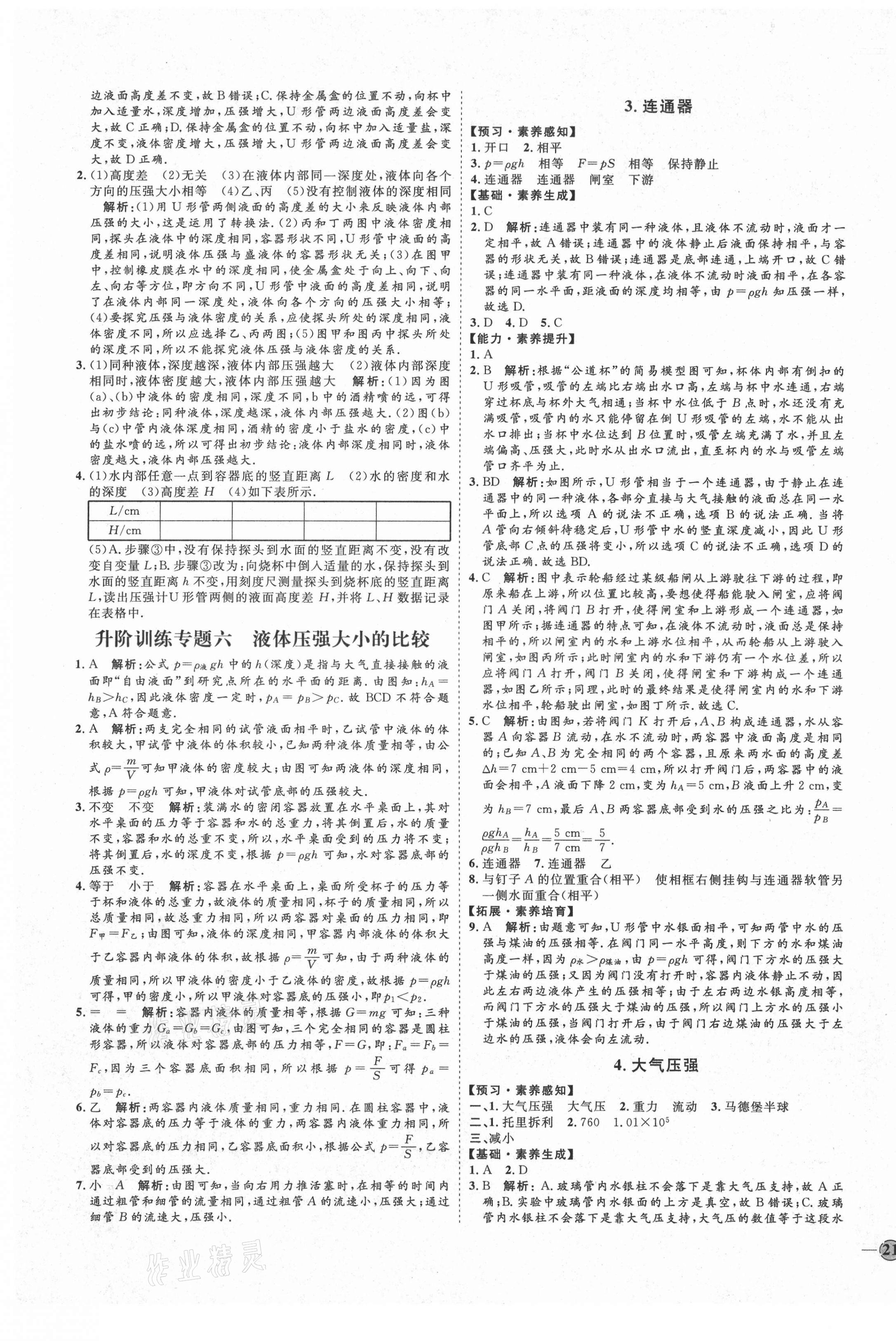 2021年優(yōu)加學(xué)案課時(shí)通八年級(jí)物理下冊(cè)教科版E版 參考答案第9頁