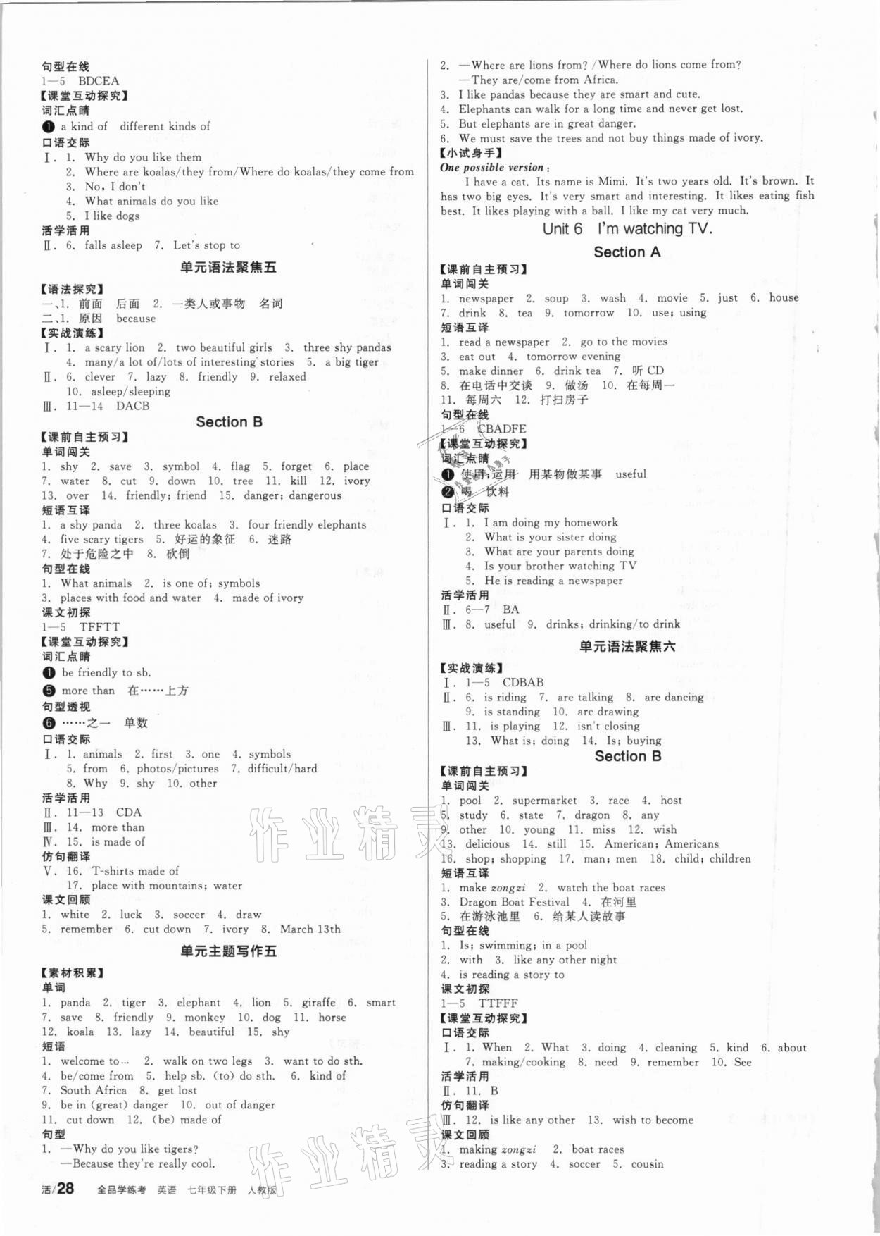 2021年全品學(xué)練考七年級(jí)英語(yǔ)下冊(cè)人教版包頭專版 第4頁(yè)