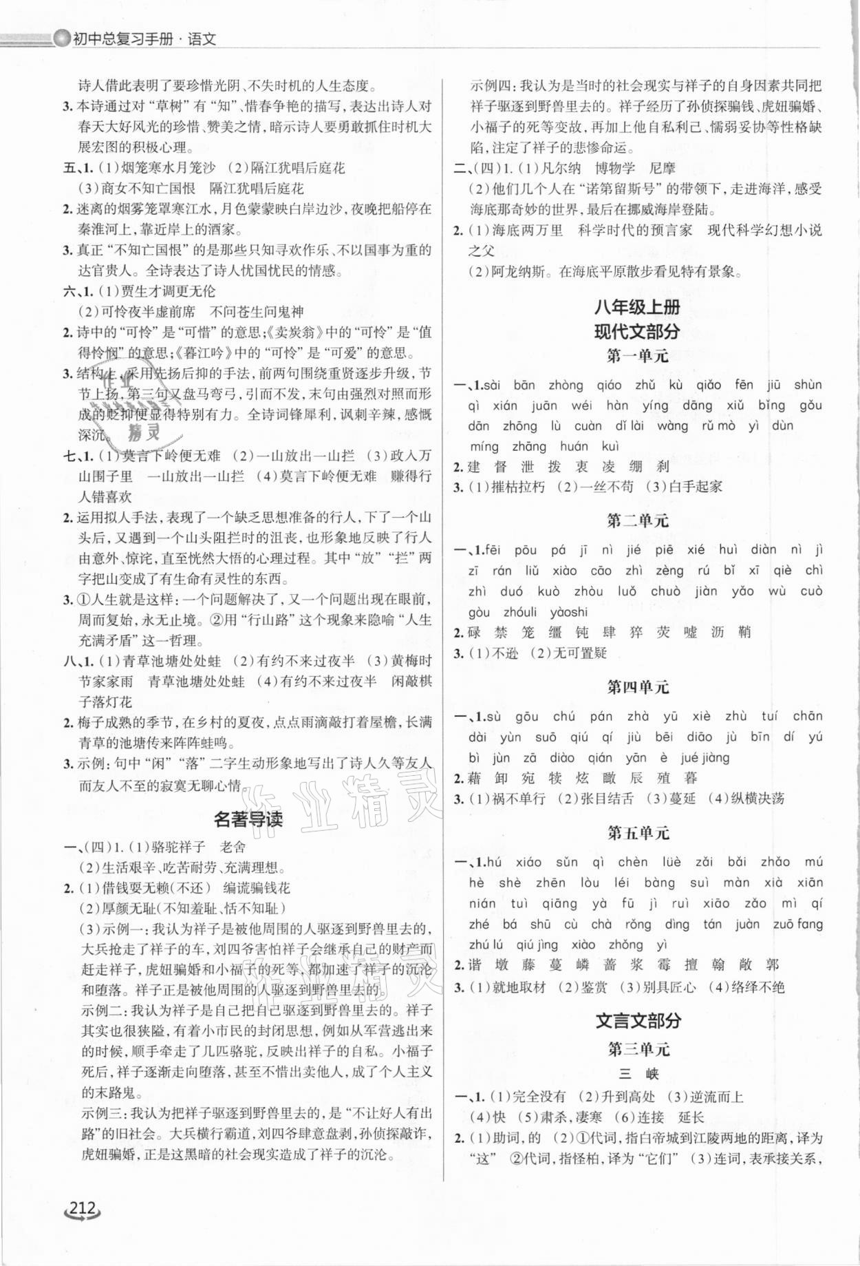 2021年初中总复习手册语文泰山出版社&nbsp;第6页