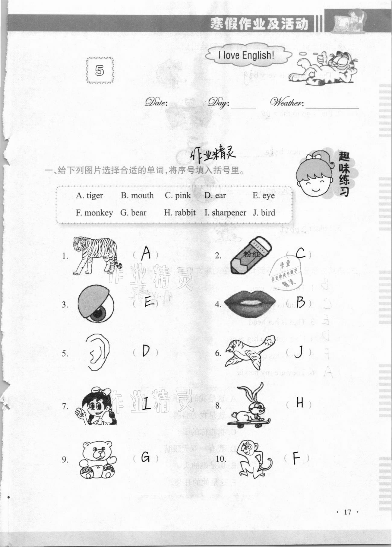 2021年寒假作业及活动三年级英语人教版 第17页