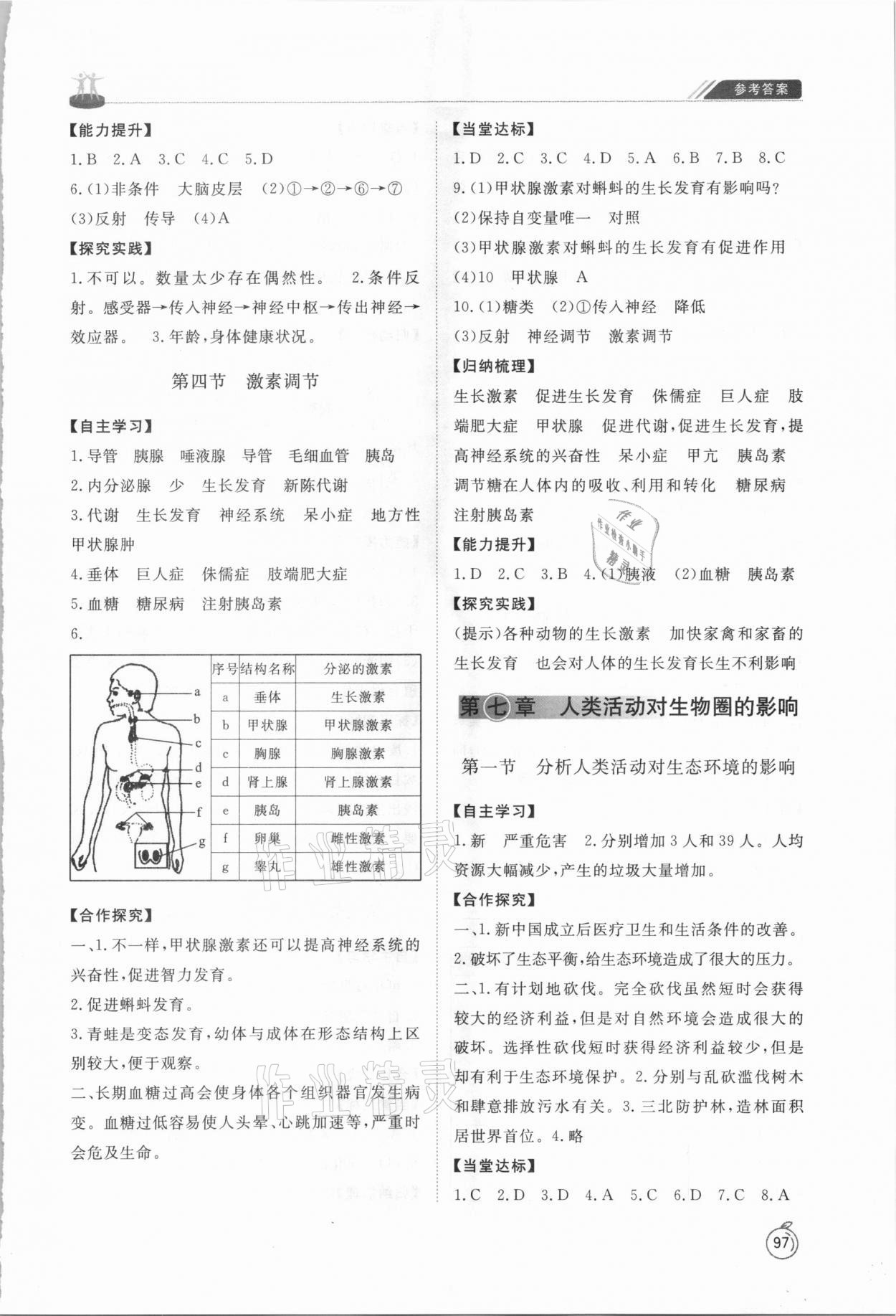 2021年初中同步練習(xí)冊七年級生物學(xué)下冊魯科版54制山東友誼出版社 第3頁