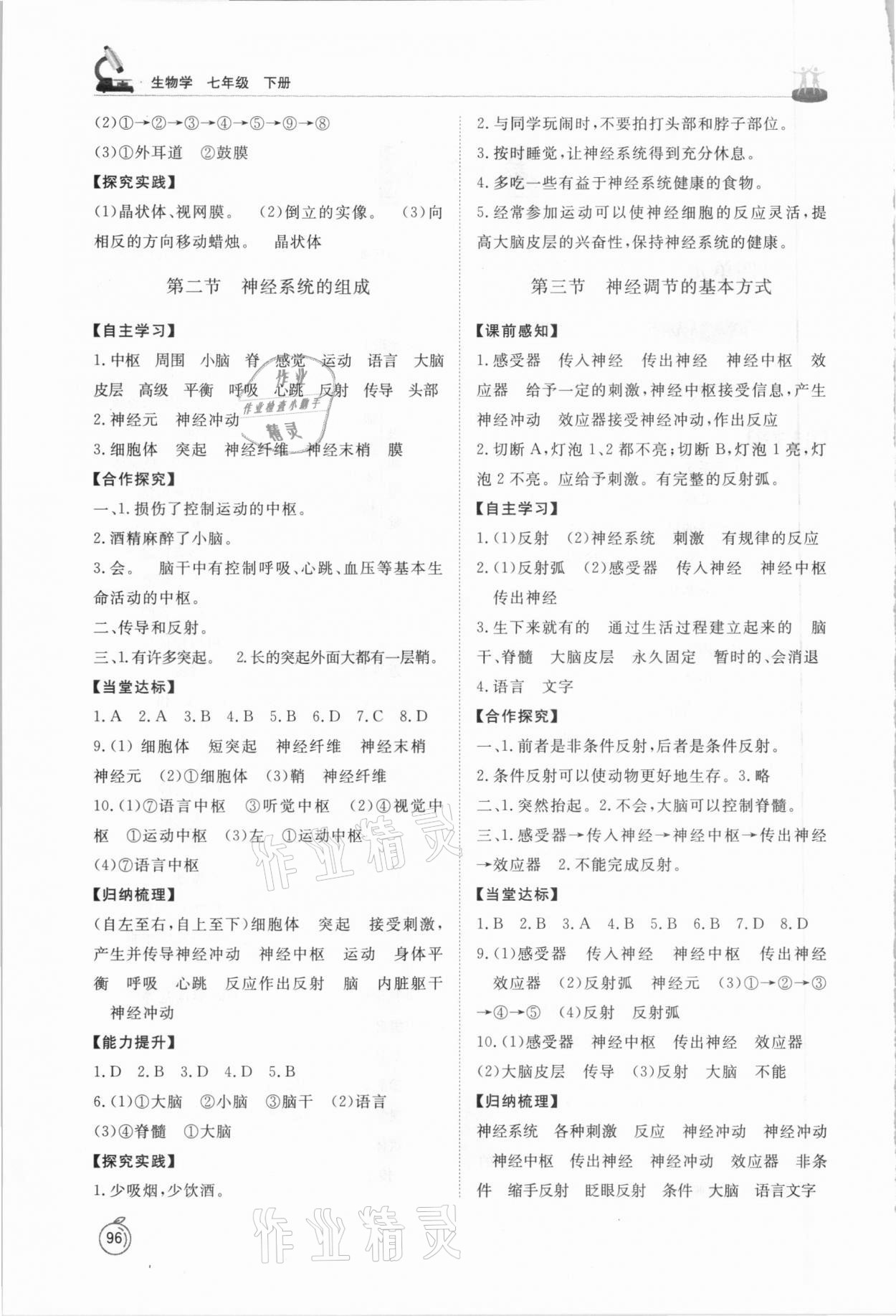 2021年初中同步練習(xí)冊七年級生物學(xué)下冊魯科版54制山東友誼出版社 第2頁