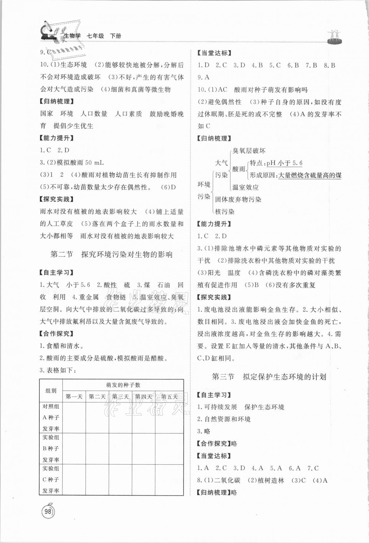 2021年初中同步練習(xí)冊(cè)七年級(jí)生物學(xué)下冊(cè)魯科版54制山東友誼出版社 第4頁(yè)