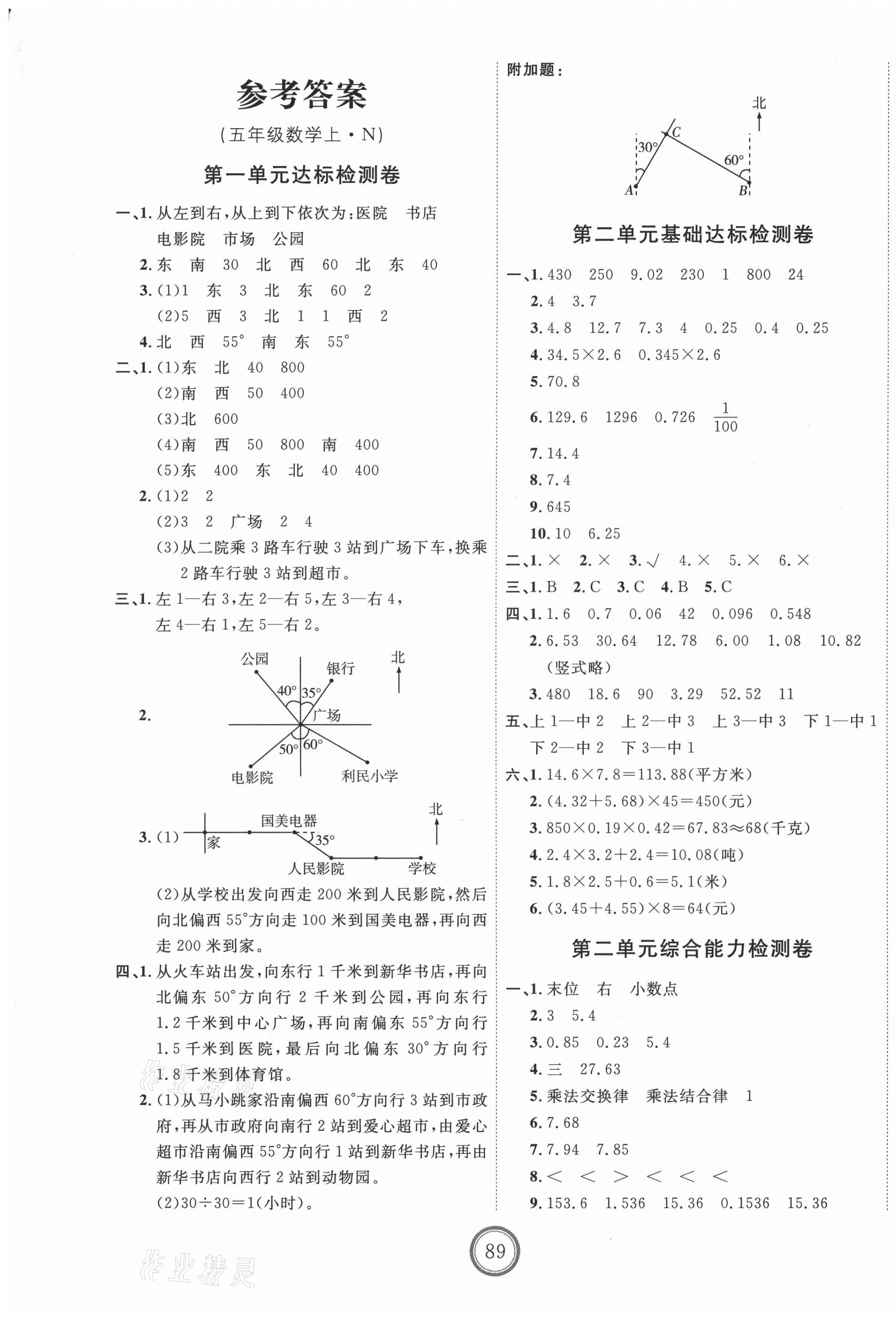 2020年优加密卷五年级数学上册冀教版N版 第1页