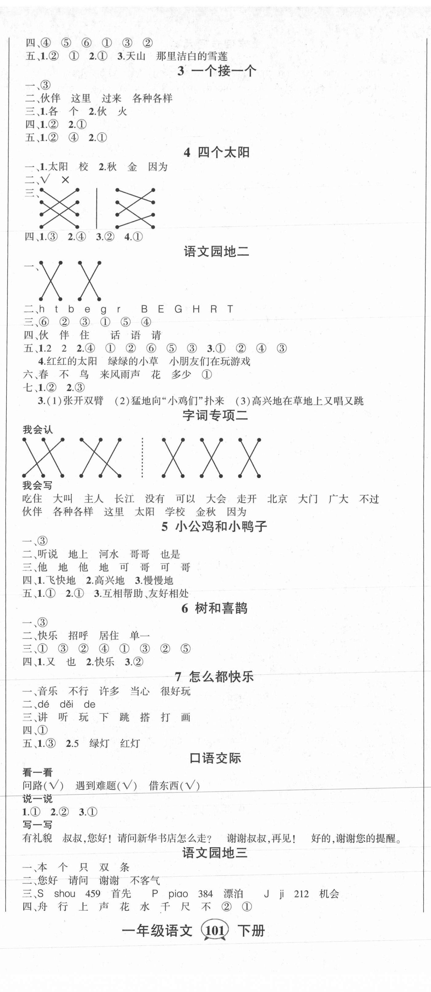 2021年黃岡狀元成才路狀元作業(yè)本一年級語文下冊人教版福建專版 第2頁