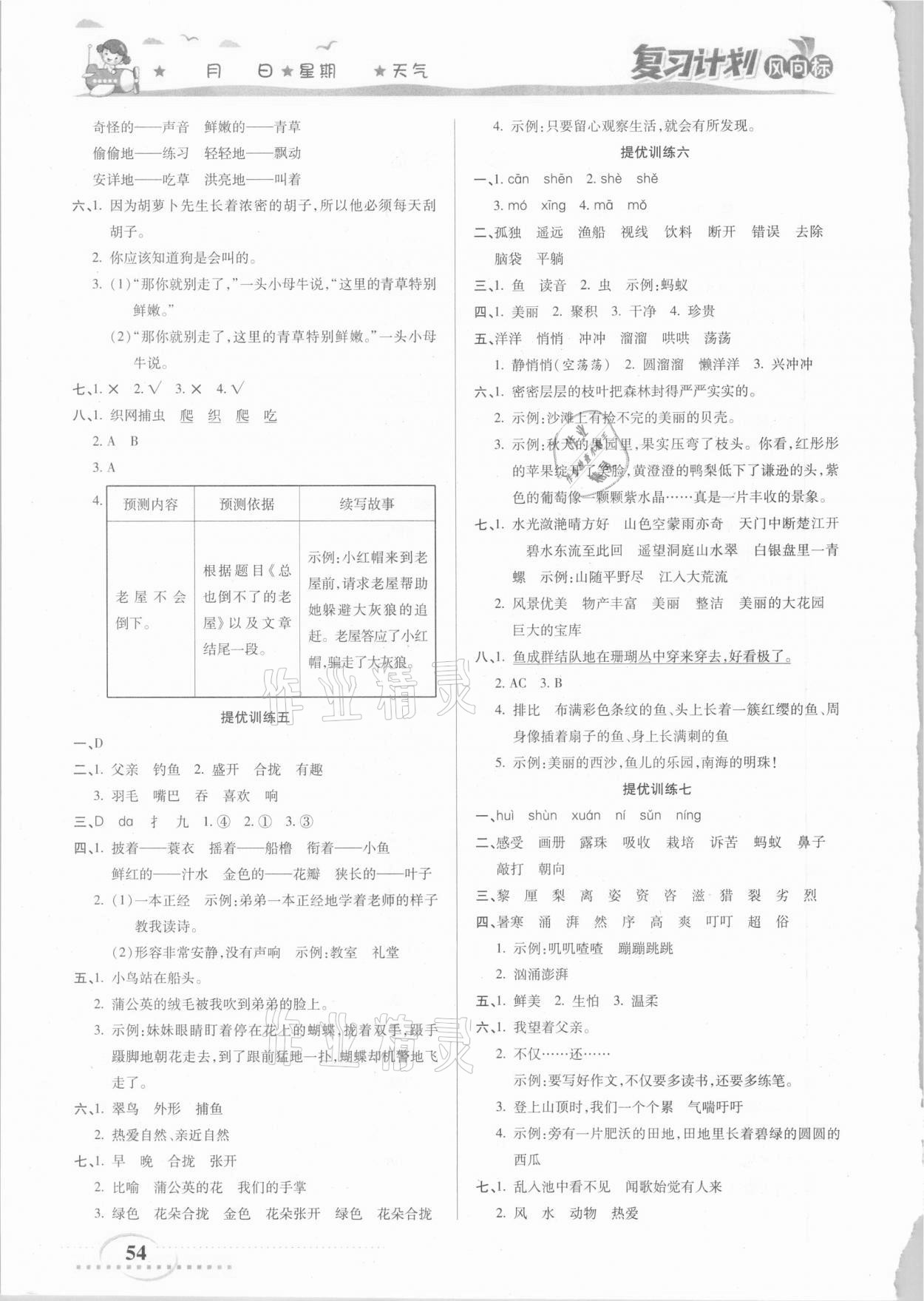 2021年復(fù)習(xí)計劃風(fēng)向標(biāo)寒三年級語文人教版 第2頁