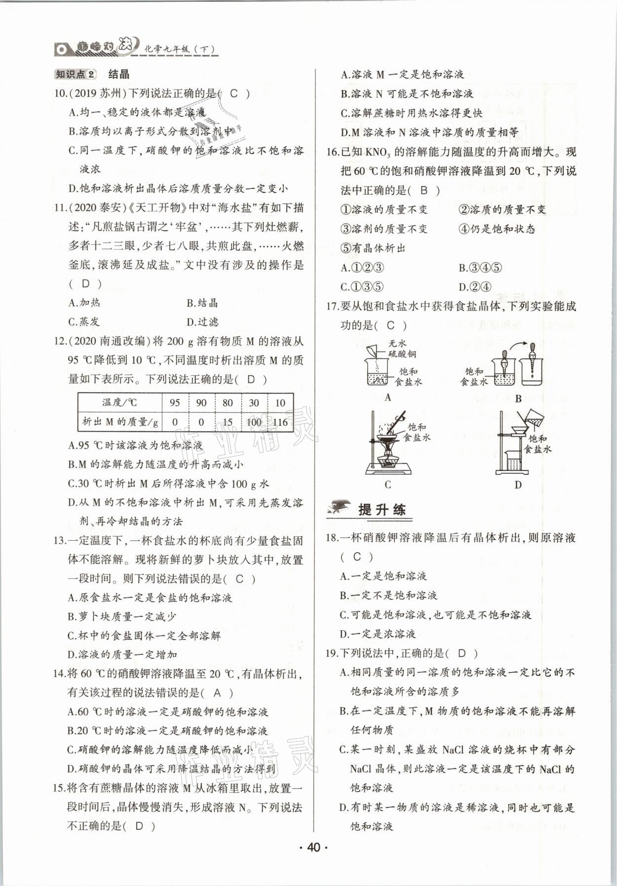 2021年巔峰對決九年級化學(xué)下冊人教版 參考答案第40頁