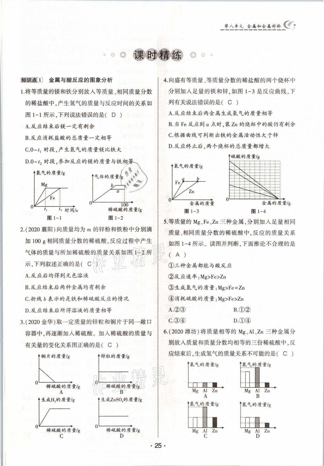 2021年巔峰對決九年級化學下冊人教版 參考答案第25頁
