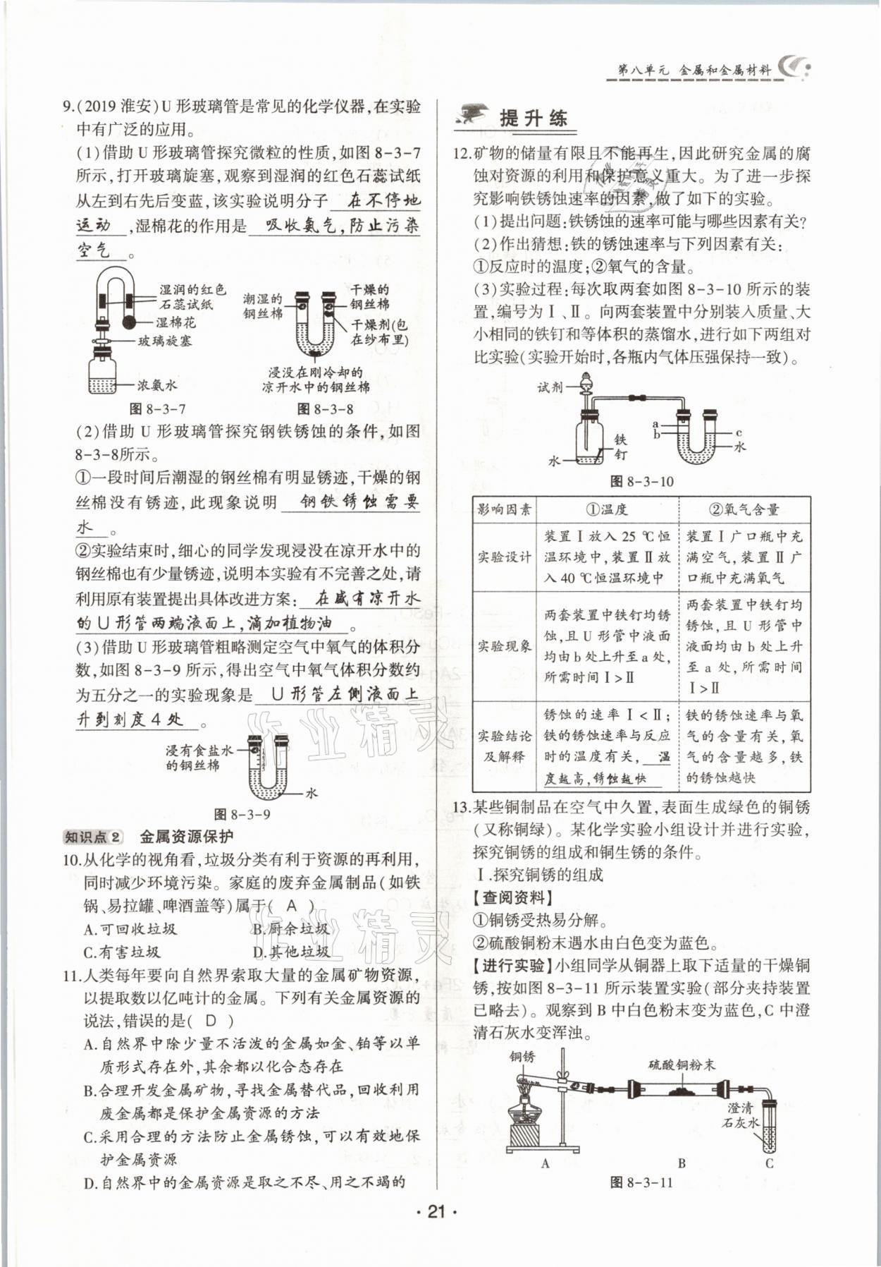 2021年巔峰對決九年級化學下冊人教版 參考答案第21頁