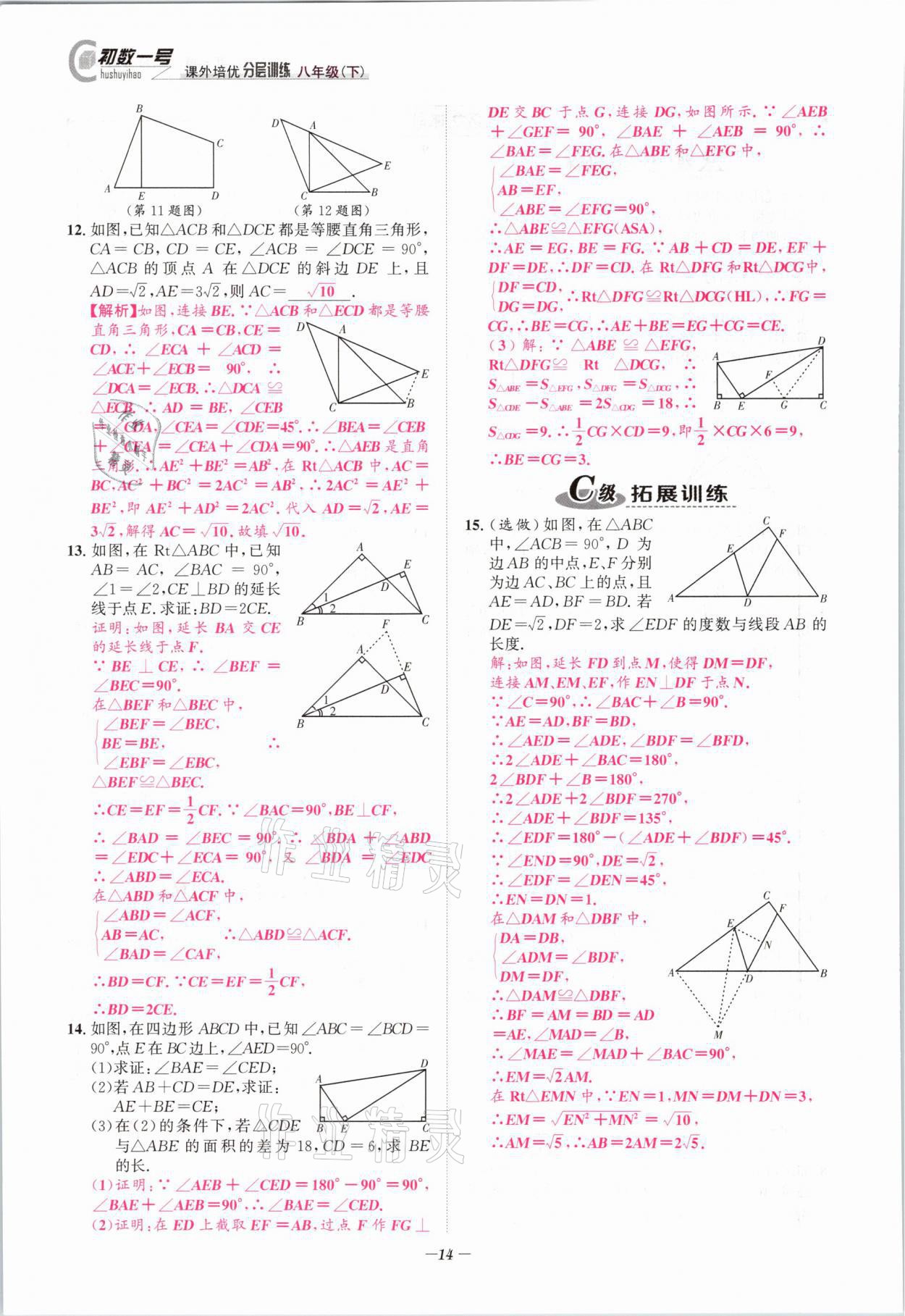 2021年課外培優(yōu)分層訓(xùn)練初數(shù)一號(hào)八年級(jí)數(shù)學(xué)下冊北師大版 第13頁