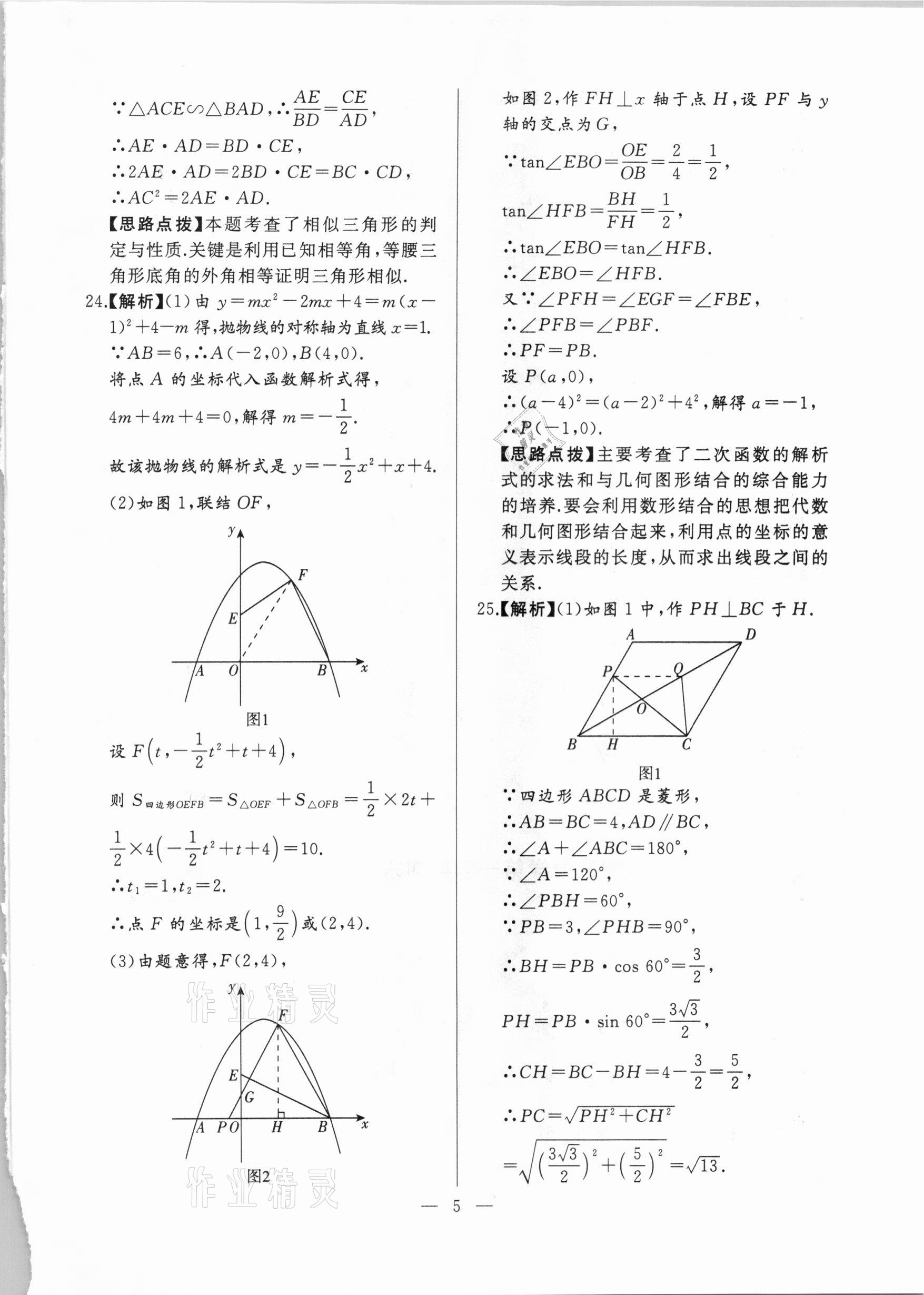 2021年走向名校一模卷数学&nbsp;参考答案第5页