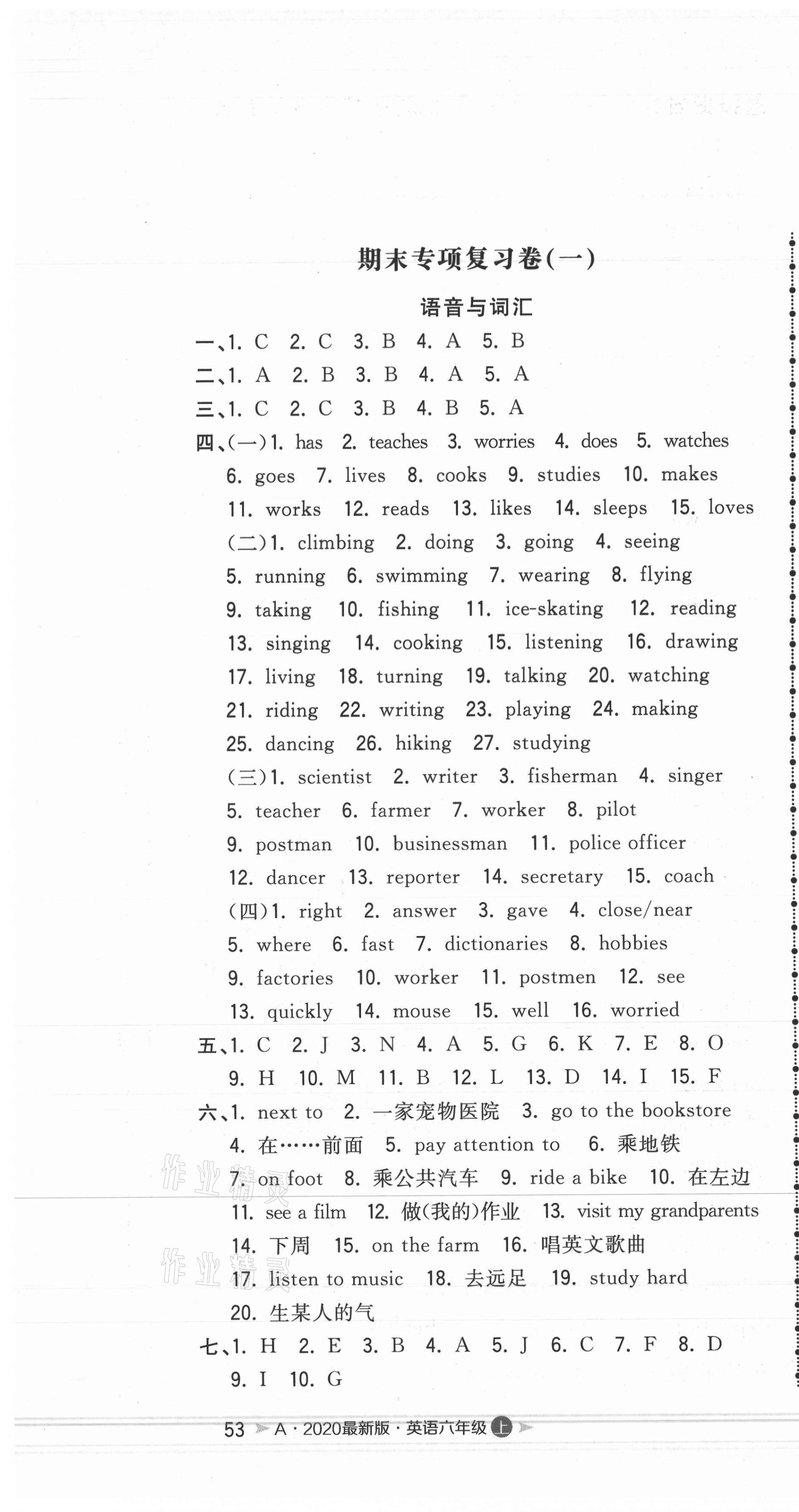 2020年奪冠沖刺卷六年級(jí)英語(yǔ)上冊(cè)人教版安徽專(zhuān)版 第1頁(yè)