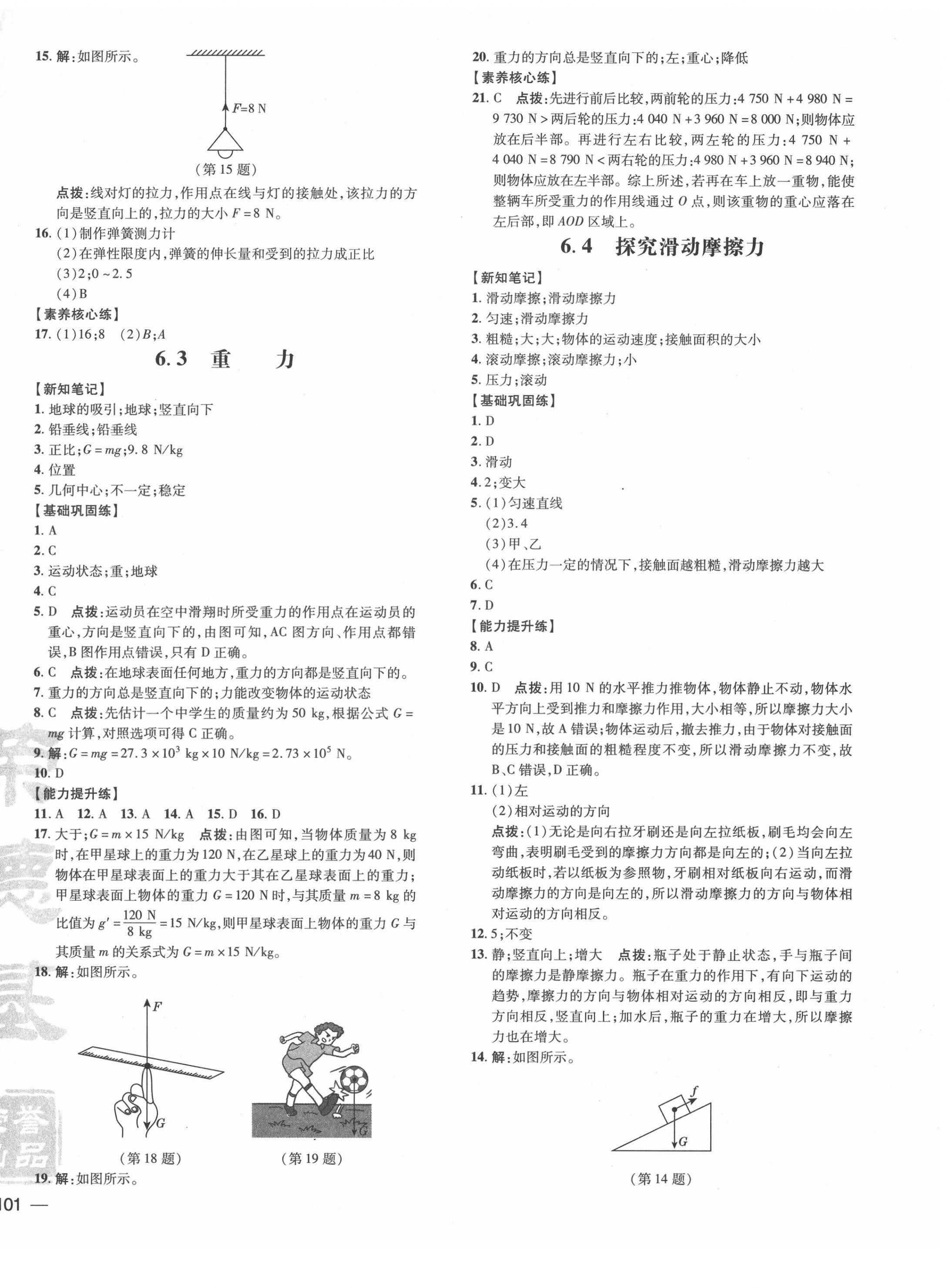 2021年點(diǎn)撥訓(xùn)練八年級(jí)物理下冊(cè)滬粵版 參考答案第2頁(yè)