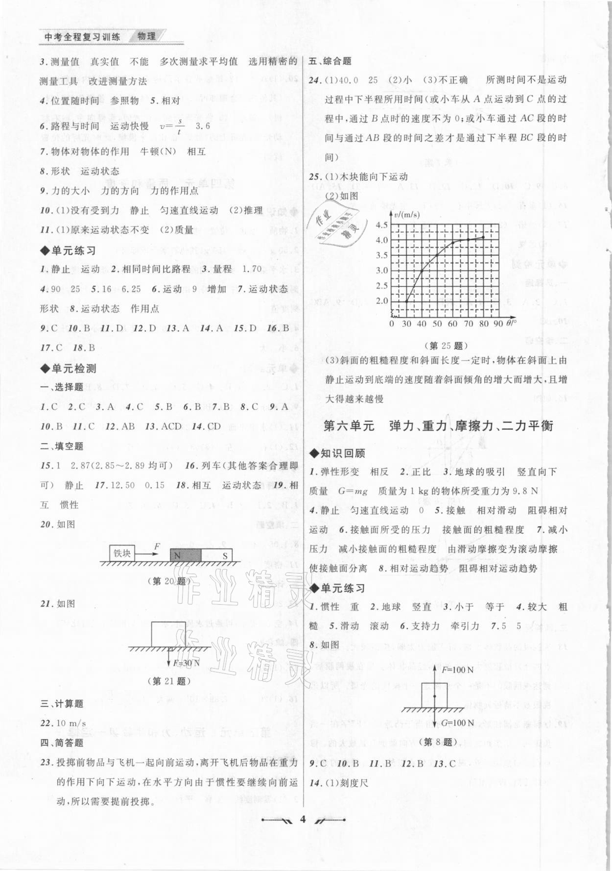 2021年中考全程復習訓練物理大連專版 參考答案第4頁