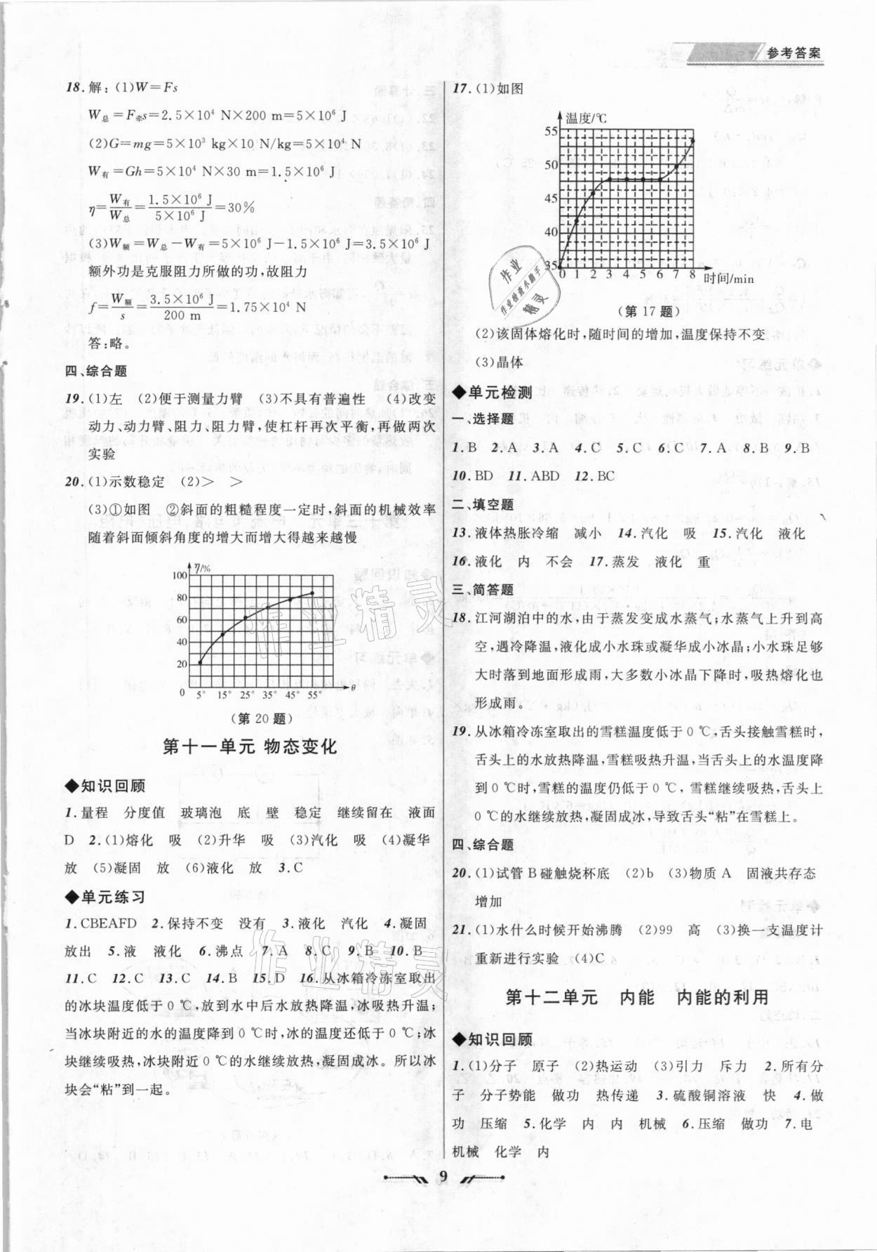 2021年中考全程復(fù)習(xí)訓(xùn)練物理大連專版 參考答案第9頁