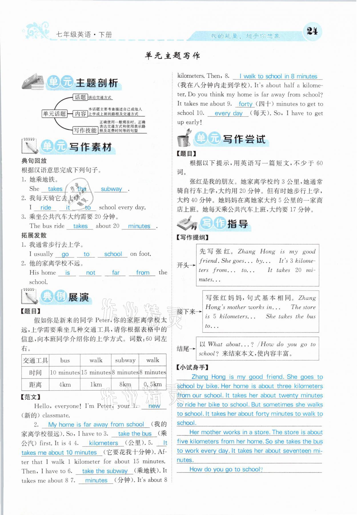 2021年課堂點(diǎn)睛七年級(jí)英語下冊(cè)人教版山西專版 第24頁