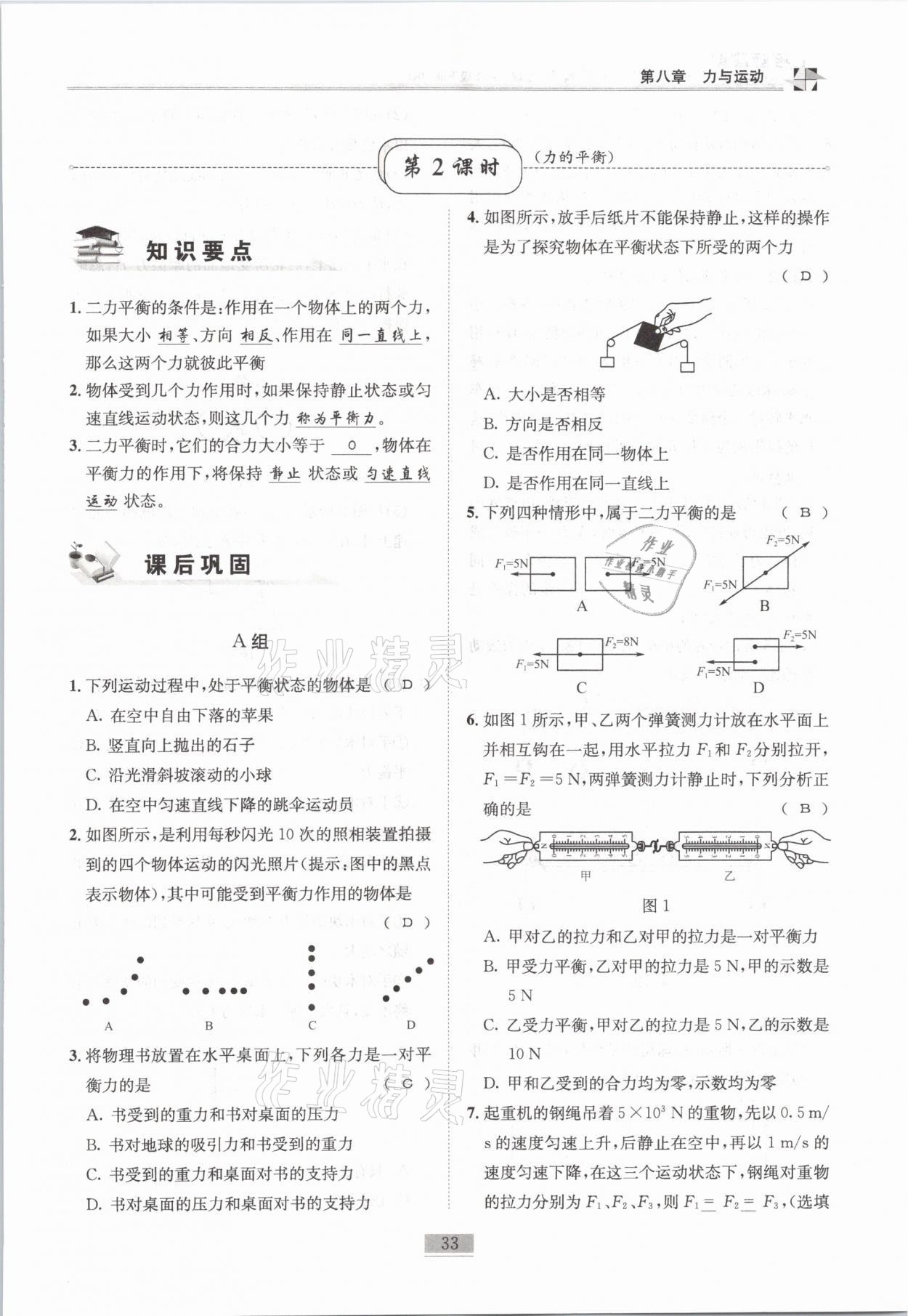 2021年名師課堂課時(shí)優(yōu)化精講精練八年級物理下冊教科版 第33頁