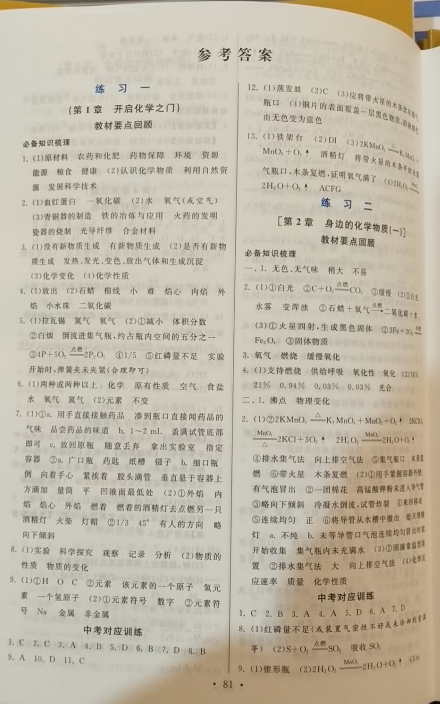 2021年一路領(lǐng)先寒假作業(yè)九年級(jí)化學(xué)滬教版河北美術(shù)出版社 參考答案第1頁(yè)