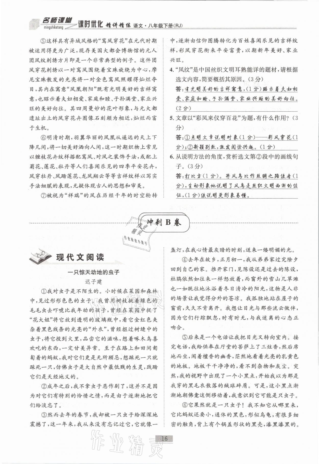 2021年名師課堂課時優(yōu)化精講精練八年級語文下冊人教版 第16頁