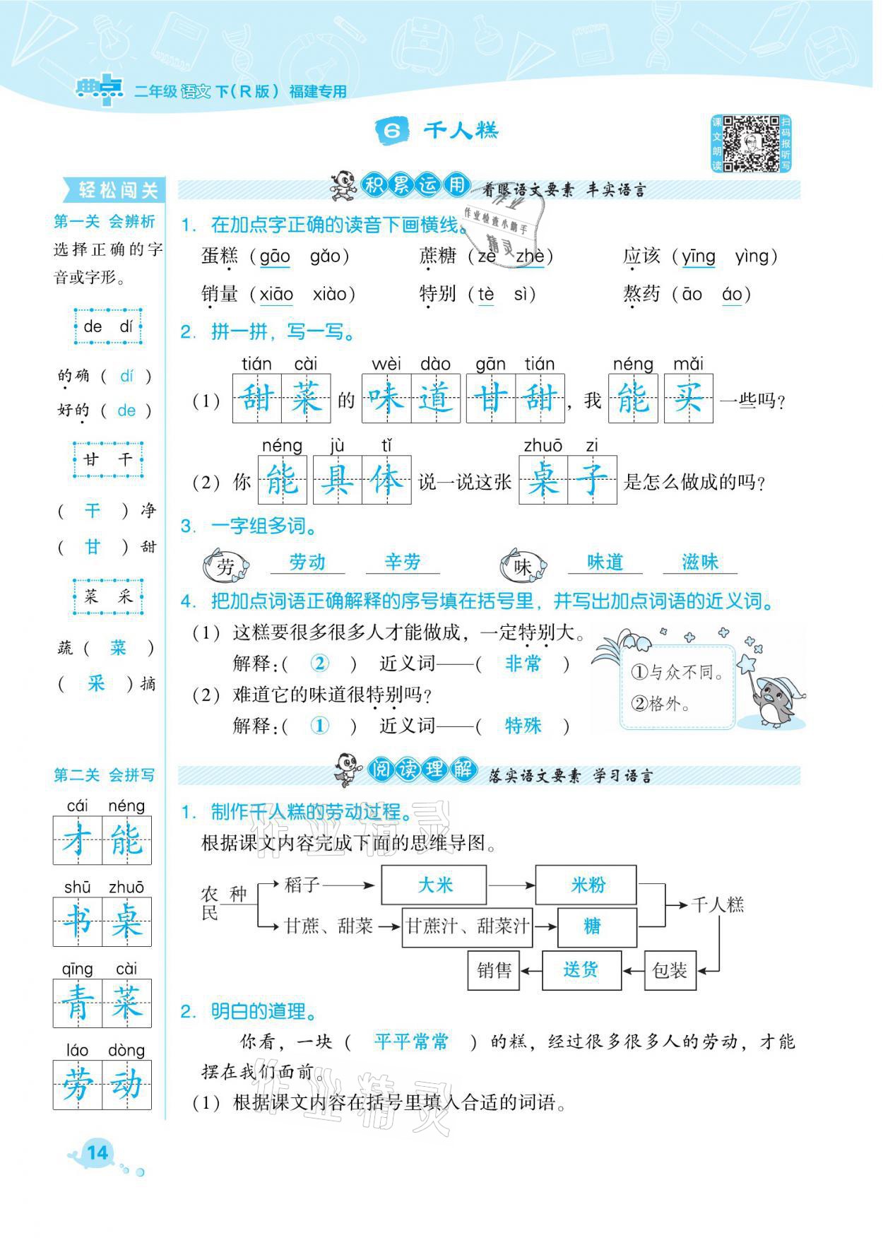 2021年綜合應(yīng)用創(chuàng)新題典中點二年級語文下冊人教版福建專版 參考答案第14頁