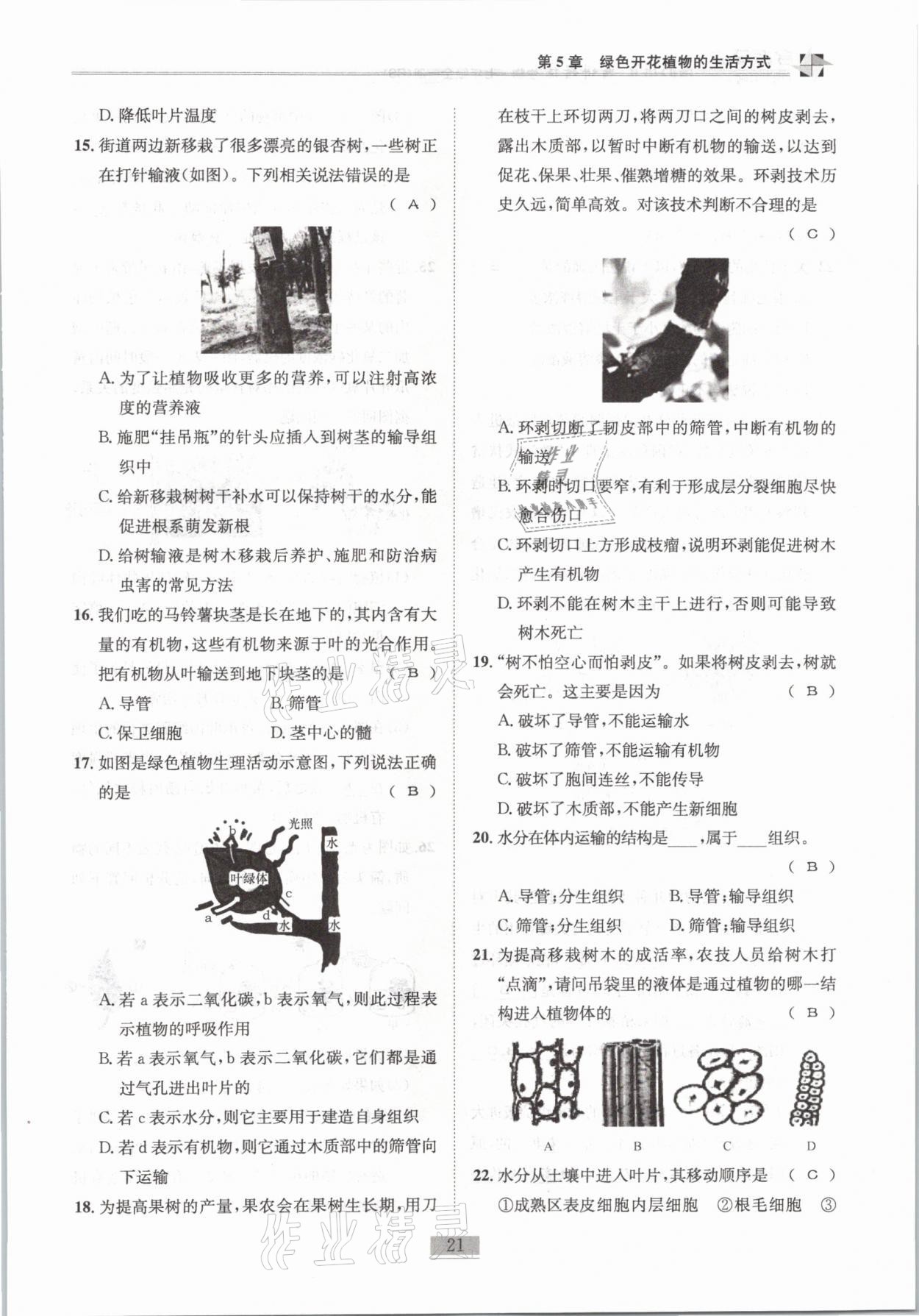 2021年名師課堂課時(shí)優(yōu)化精講精練七年級(jí)生物全一冊(cè)北師大版 第21頁(yè)