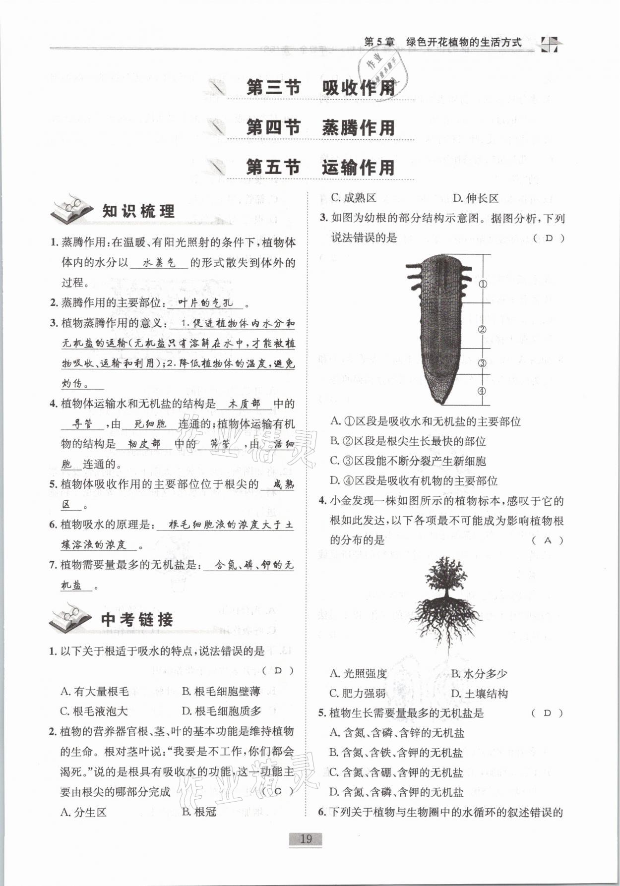 2021年名師課堂課時(shí)優(yōu)化精講精練七年級(jí)生物全一冊北師大版 第19頁