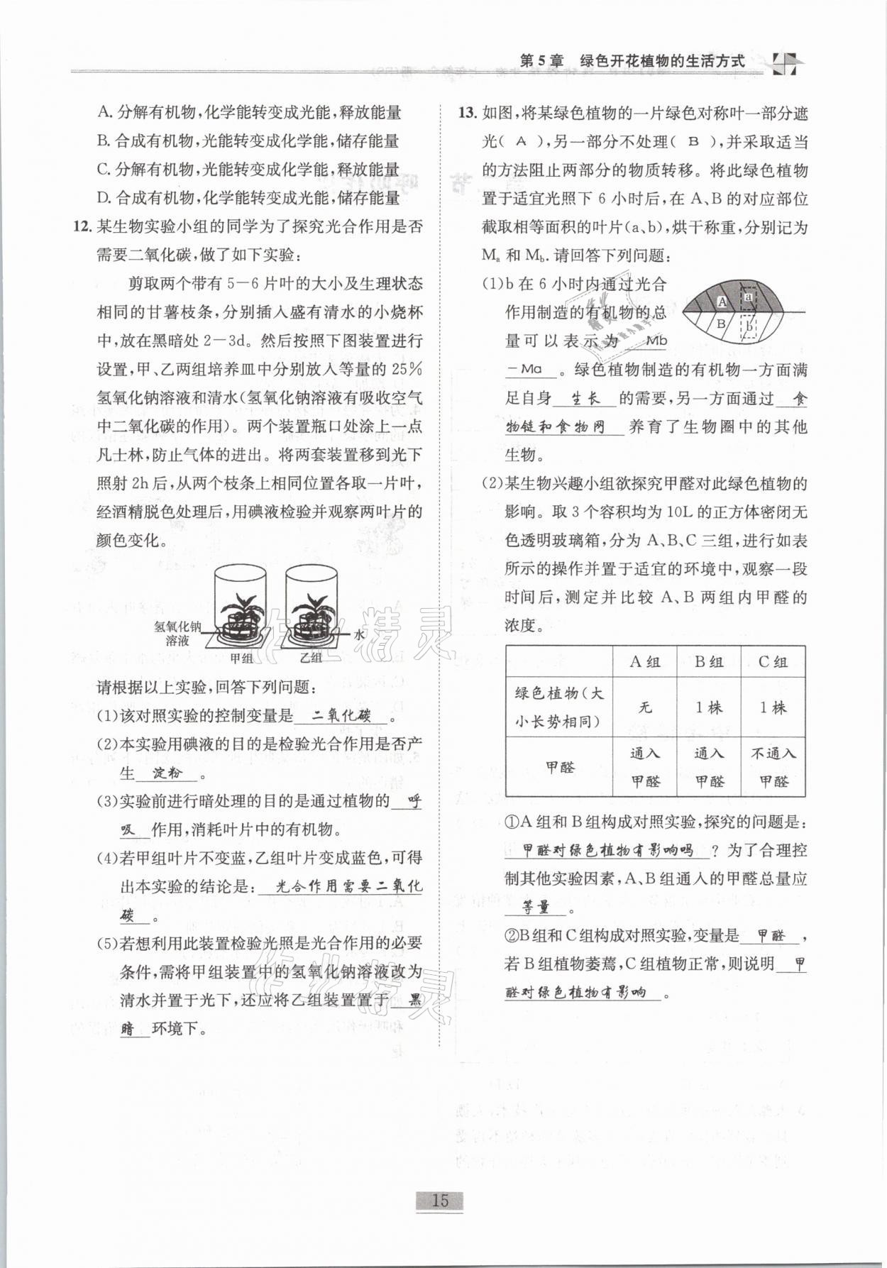 2021年名師課堂課時(shí)優(yōu)化精講精練七年級(jí)生物全一冊(cè)北師大版 第15頁(yè)