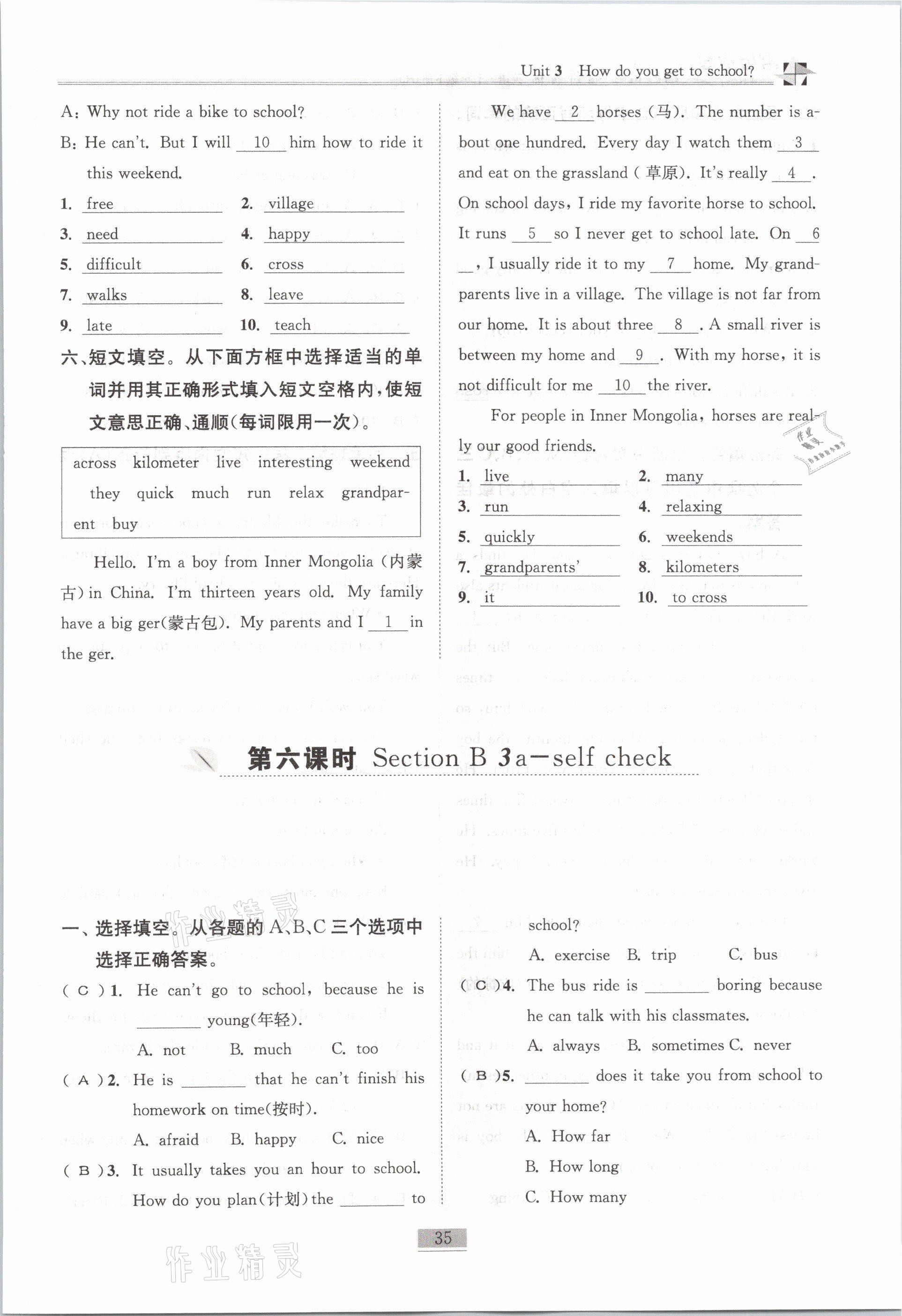 2021年名師課堂課時優(yōu)化精講精練七年級英語下冊人教版 第35頁