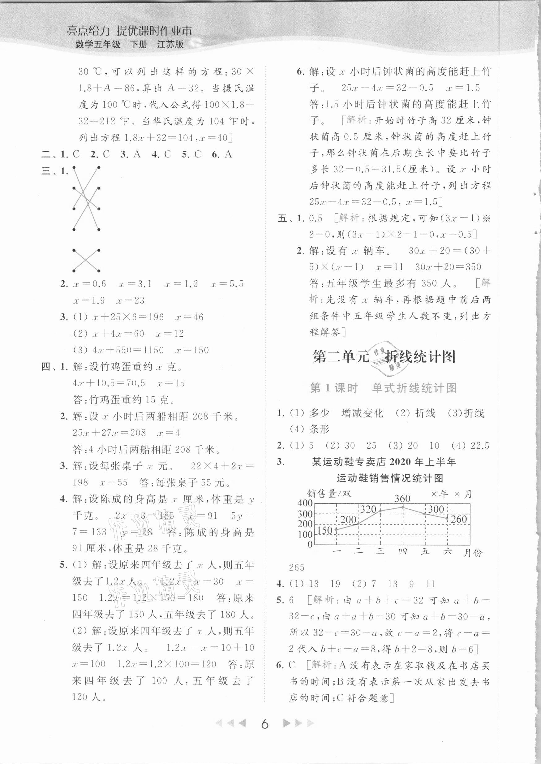 2021年亮點(diǎn)給力提優(yōu)課時(shí)作業(yè)本五年級(jí)數(shù)學(xué)下冊(cè)江蘇版 參考答案第6頁(yè)