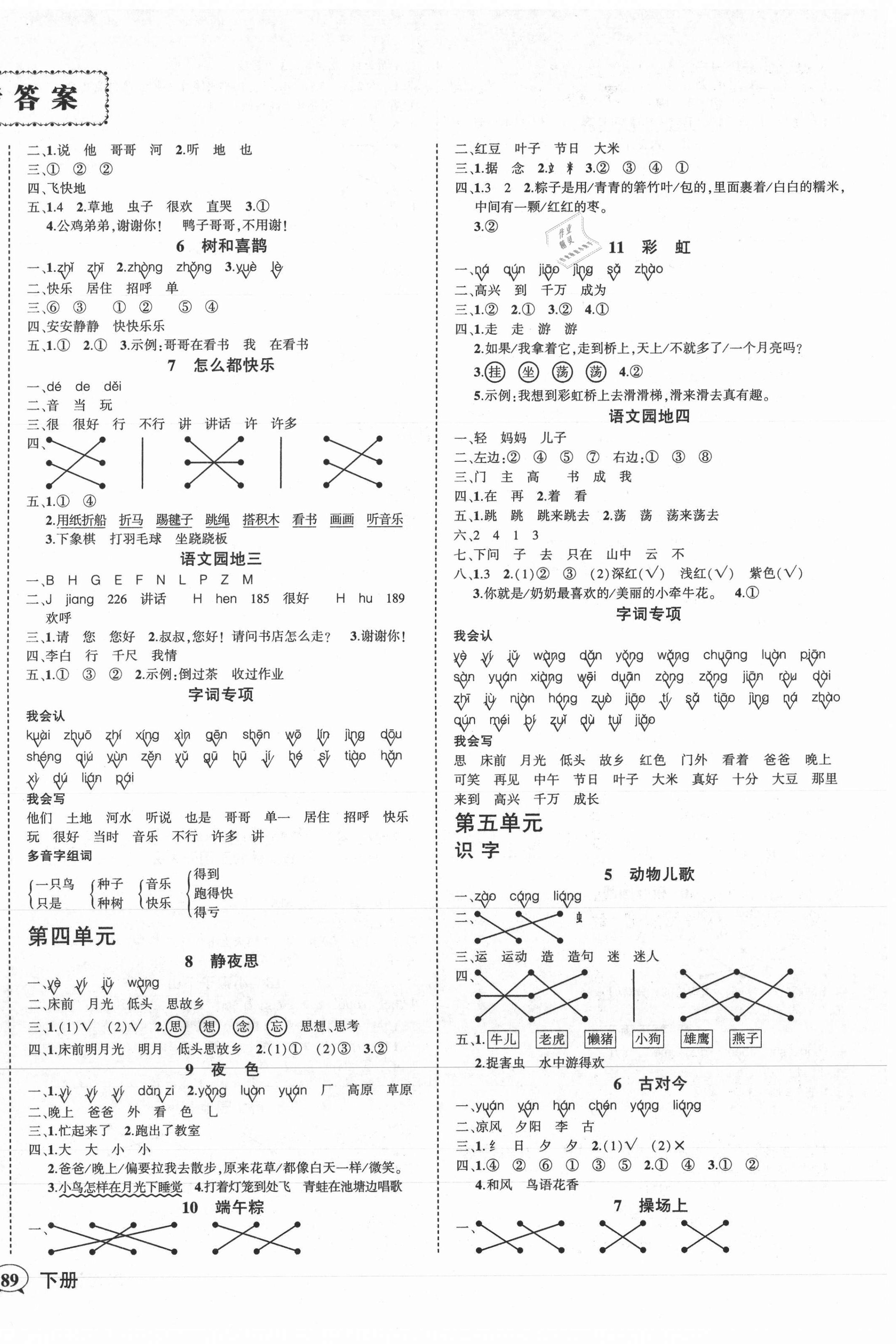 2021年?duì)钤刹怕穭?chuàng)優(yōu)作業(yè)100分一年級(jí)語文下冊(cè)人教版廣東專版 第2頁