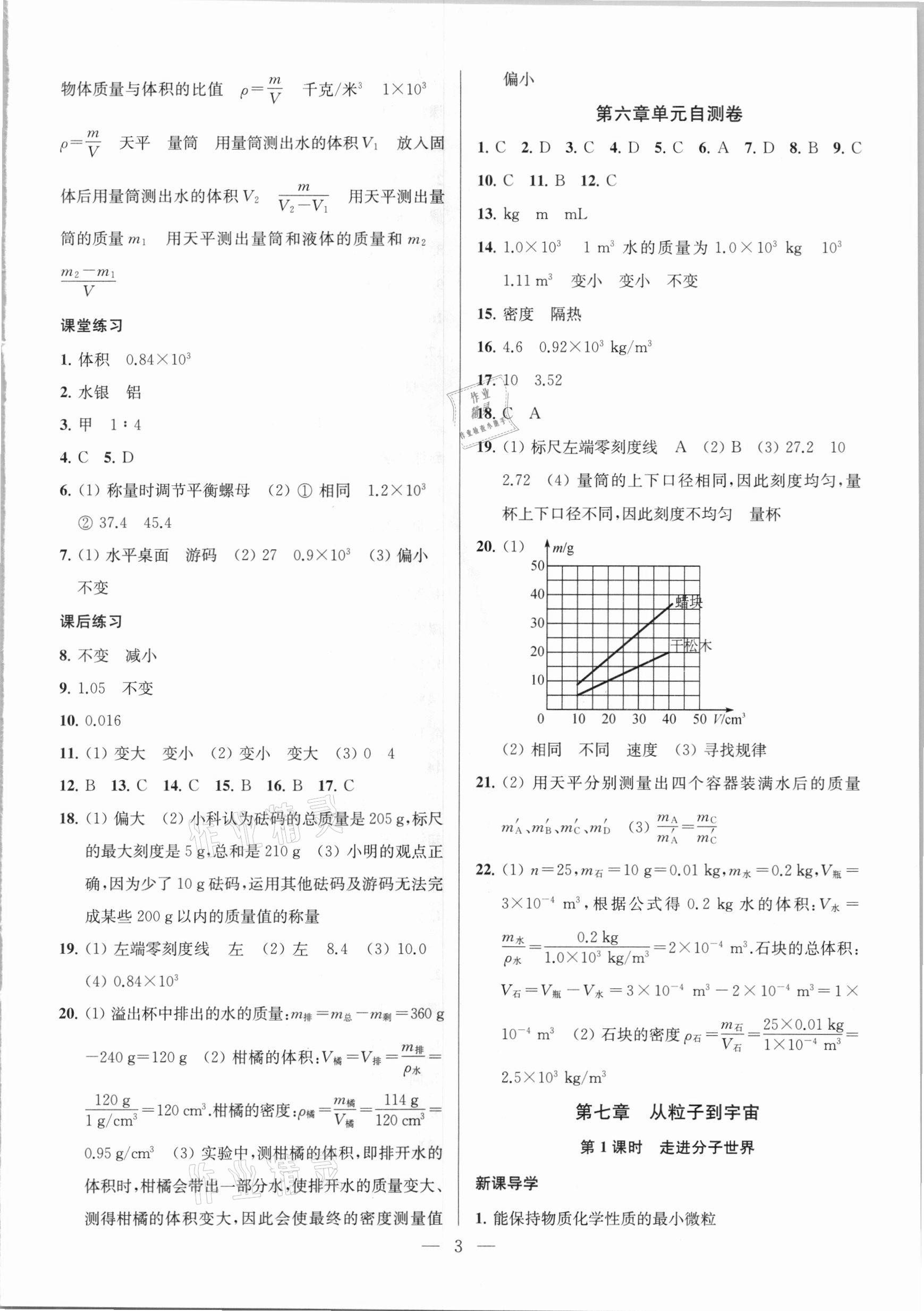 2021年金钥匙课时学案作业本八年级物理下册江苏版 参考答案第3页