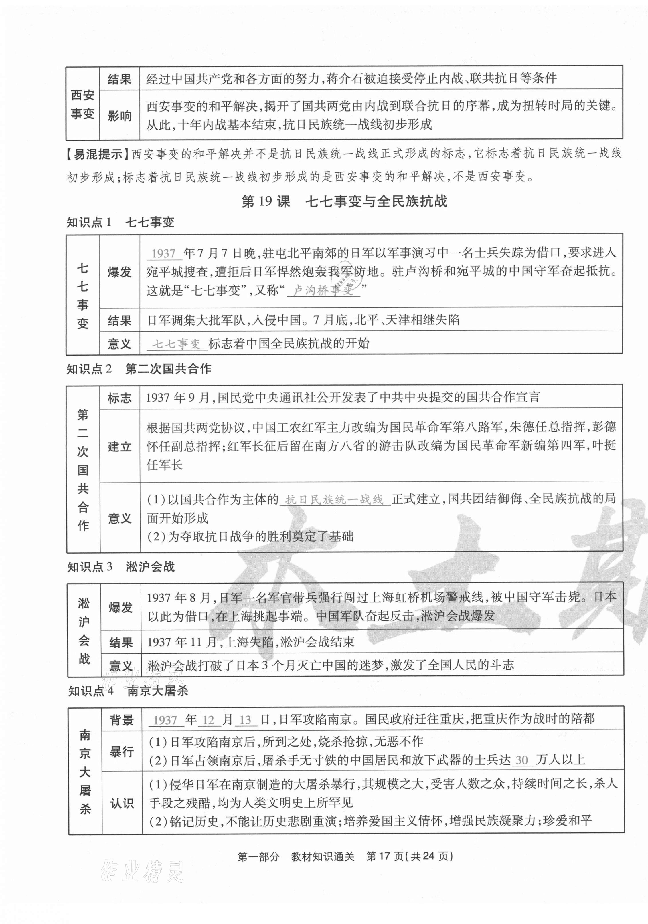 2020年云南本土期末卷八年級歷史上冊人教版 第17頁