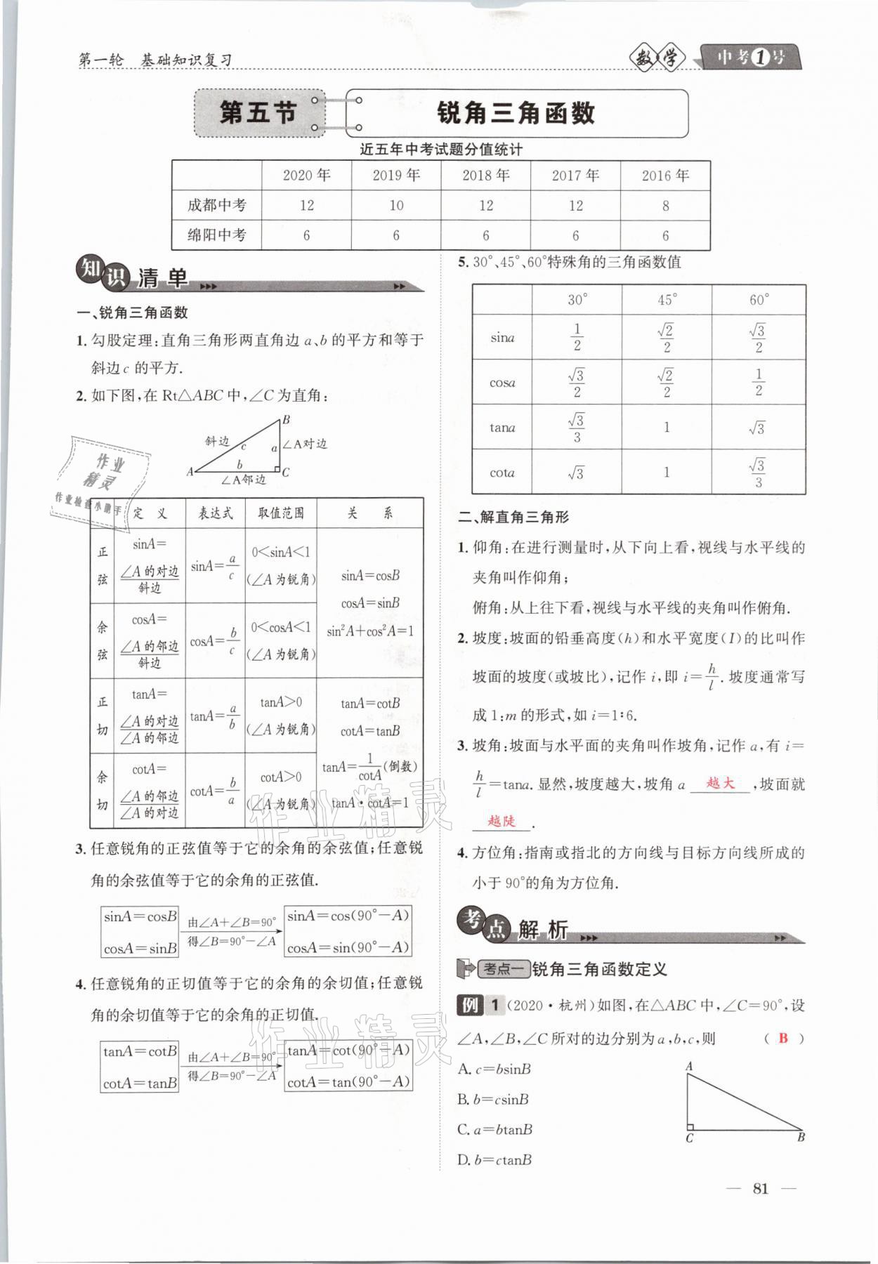 2021年中考1號(hào)數(shù)學(xué) 參考答案第81頁(yè)