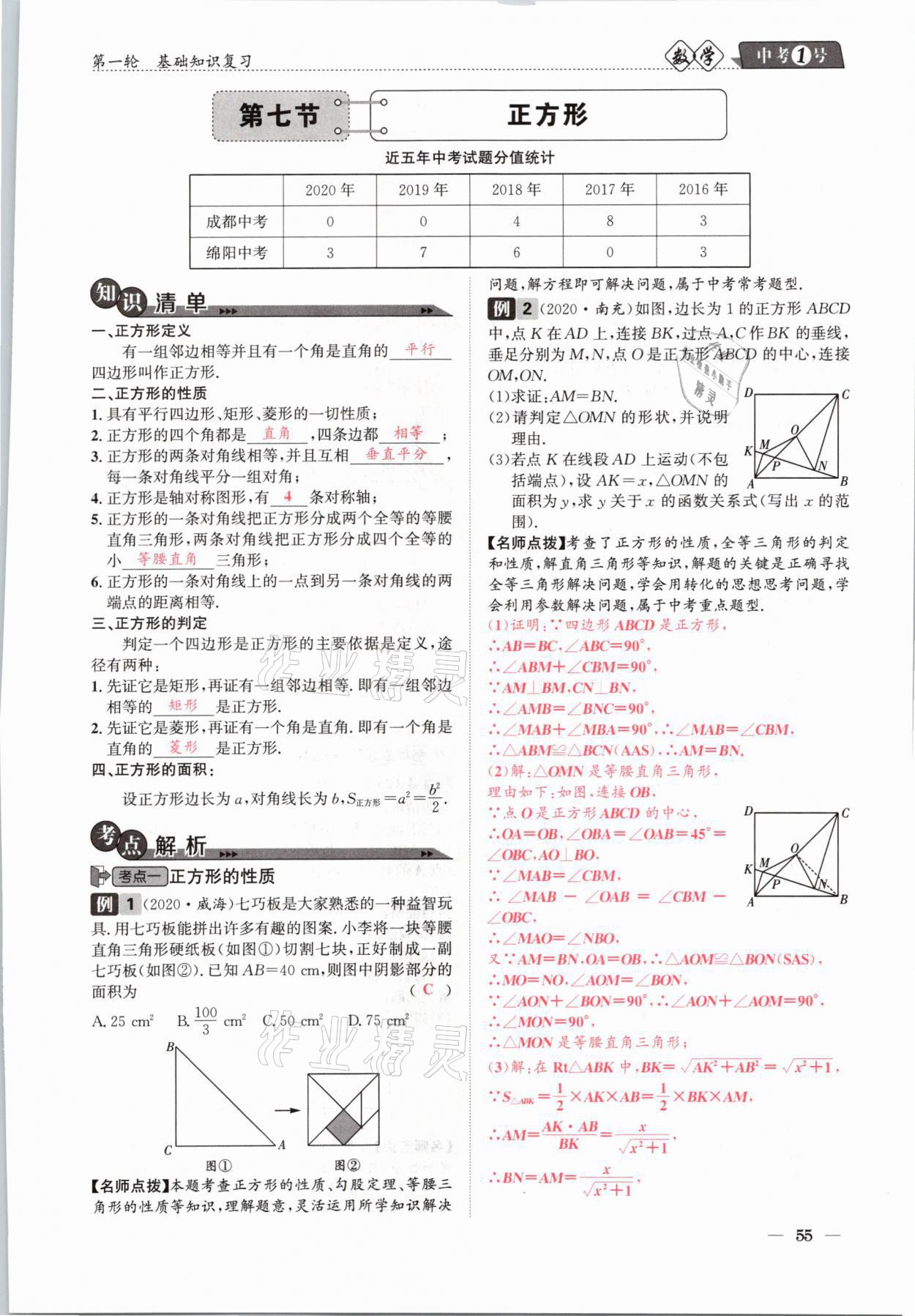 2021年中考1號(hào)數(shù)學(xué) 參考答案第55頁(yè)