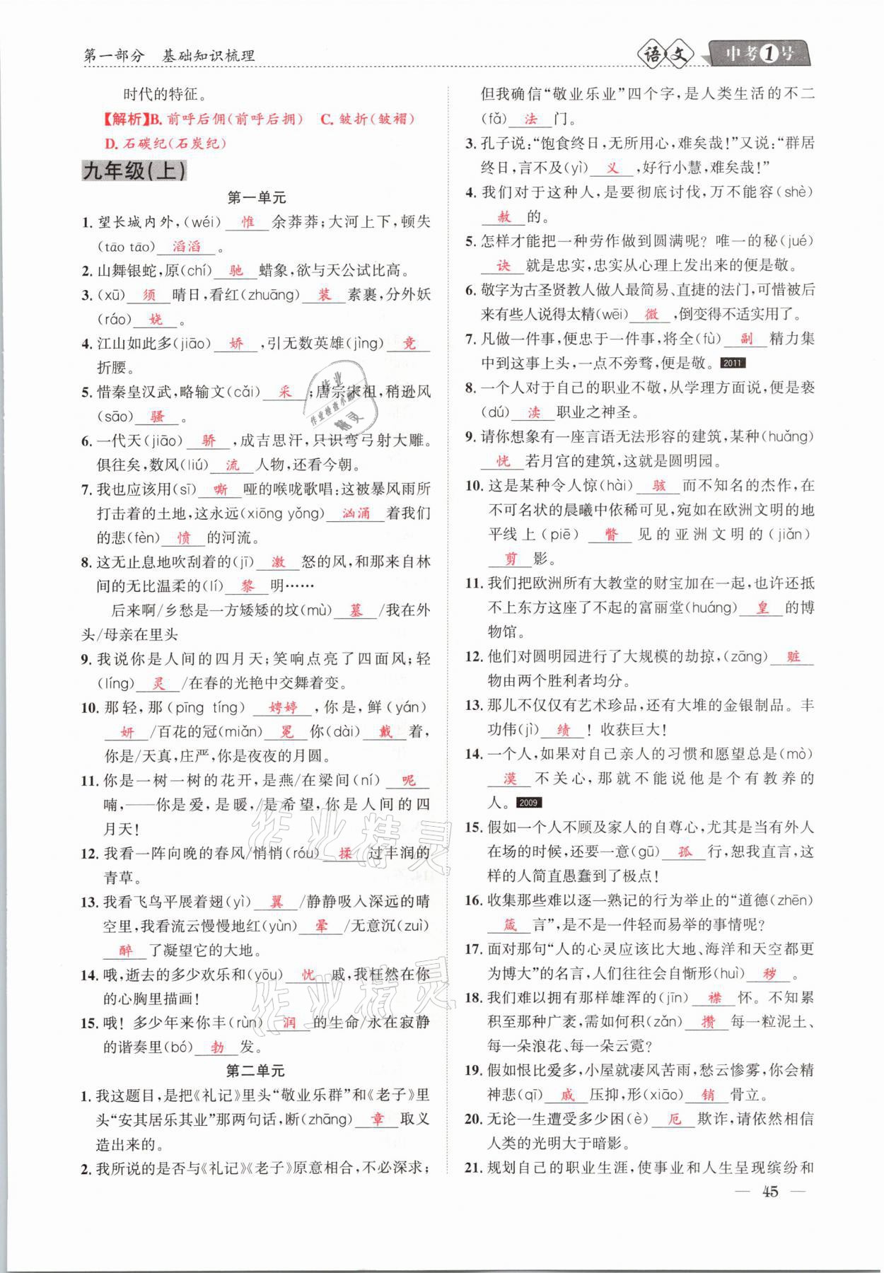 2021年中考1號語文 第45頁